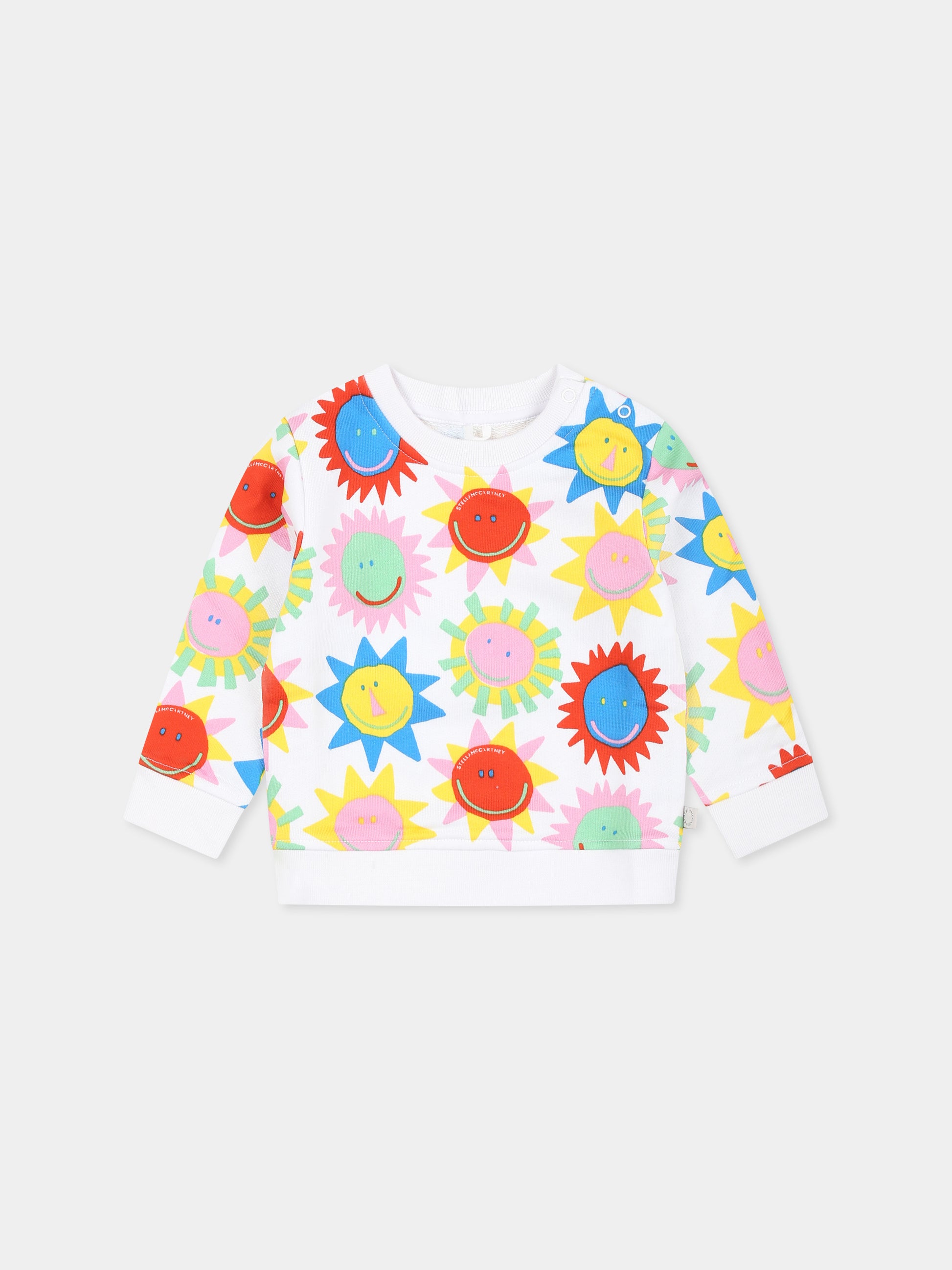 Felpa bianca per neonata con sole all over,Stella Mccartney Kids,TU4120 Z1813 100MC