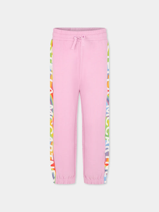 Pantaloni rosa per bambina con logo,Stella Mccartney Kids,TU6A80 Z0499 50G