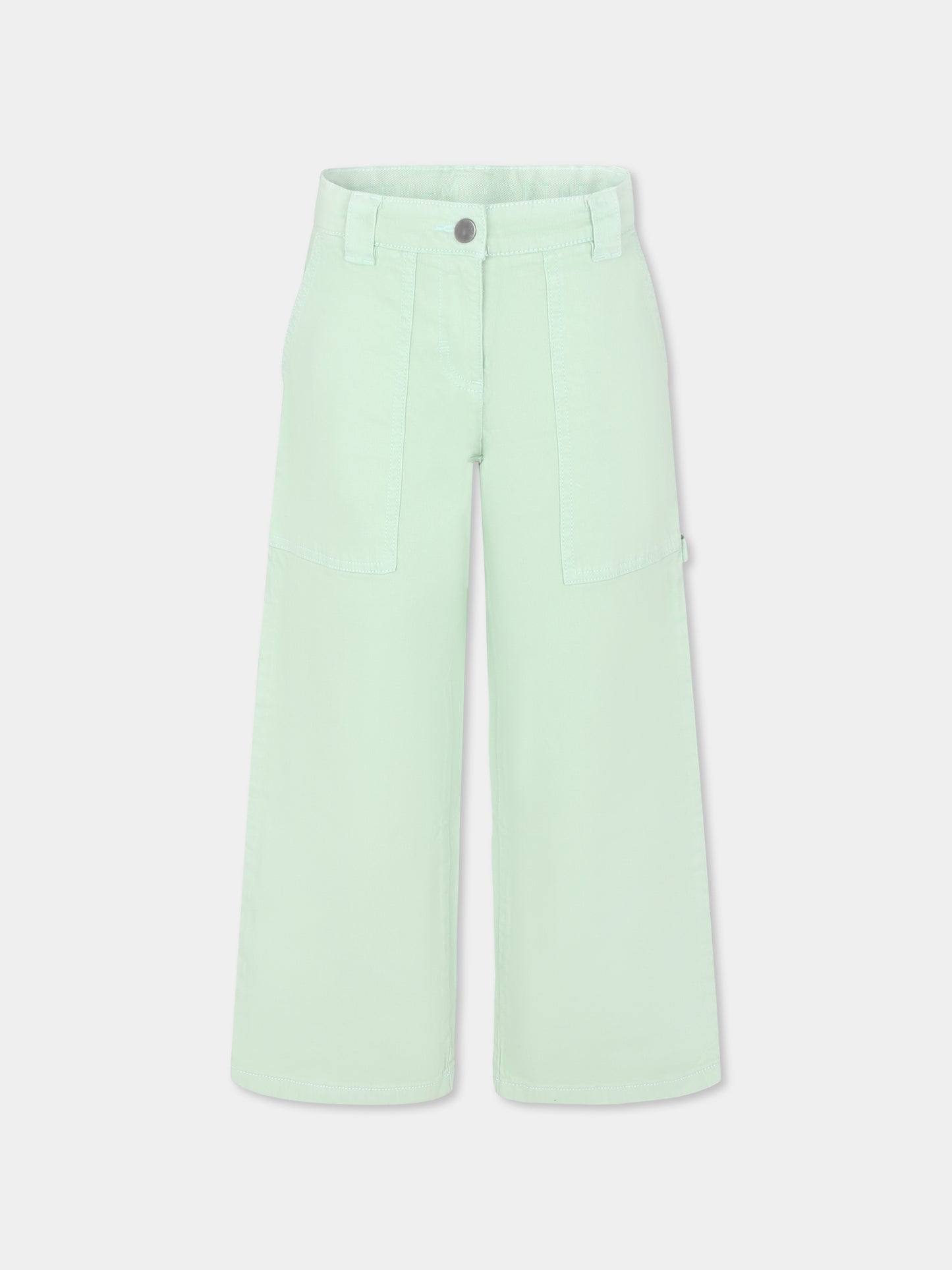 Jeans verdi per bambina con logo,Stella Mccartney Kids,TU6E30 Z0156 708
