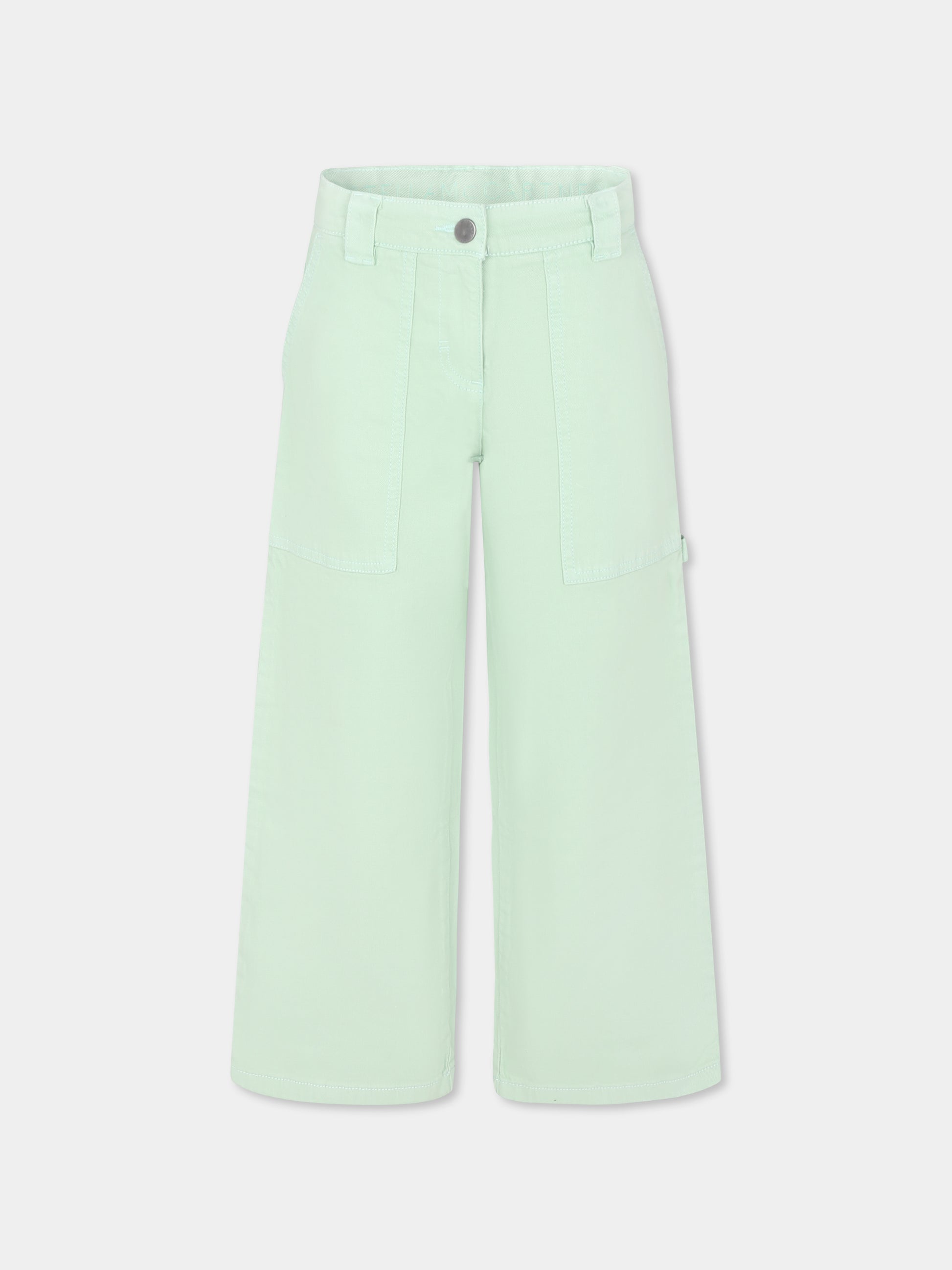 Jeans verdi per bambina con logo,Stella Mccartney Kids,TU6E30 Z0156 708