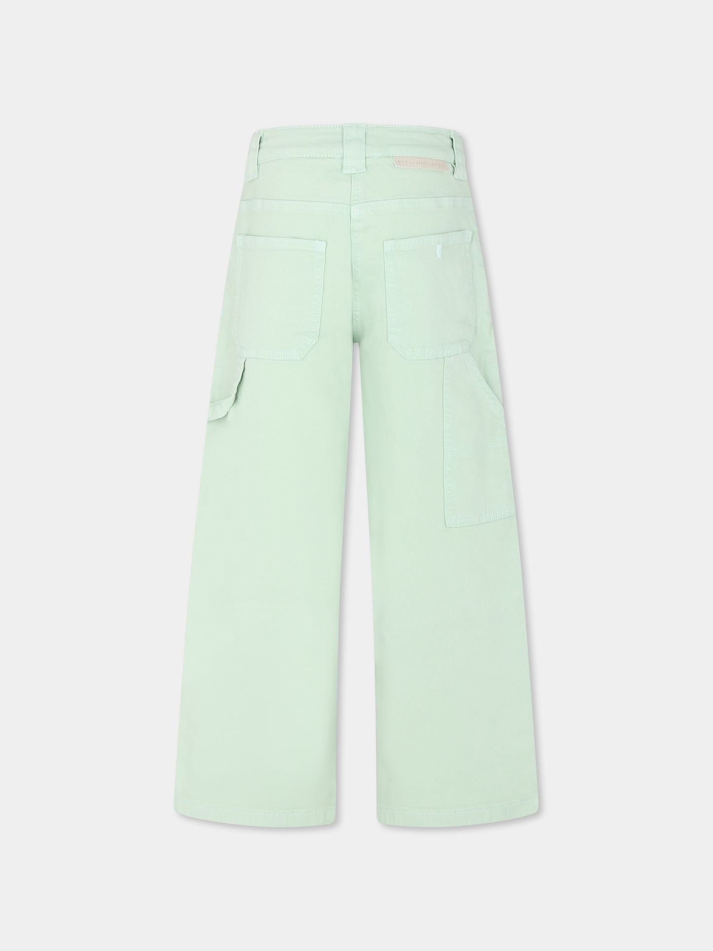 Jeans verdi per bambina con logo,Stella Mccartney Kids,TU6E30 Z0156 708