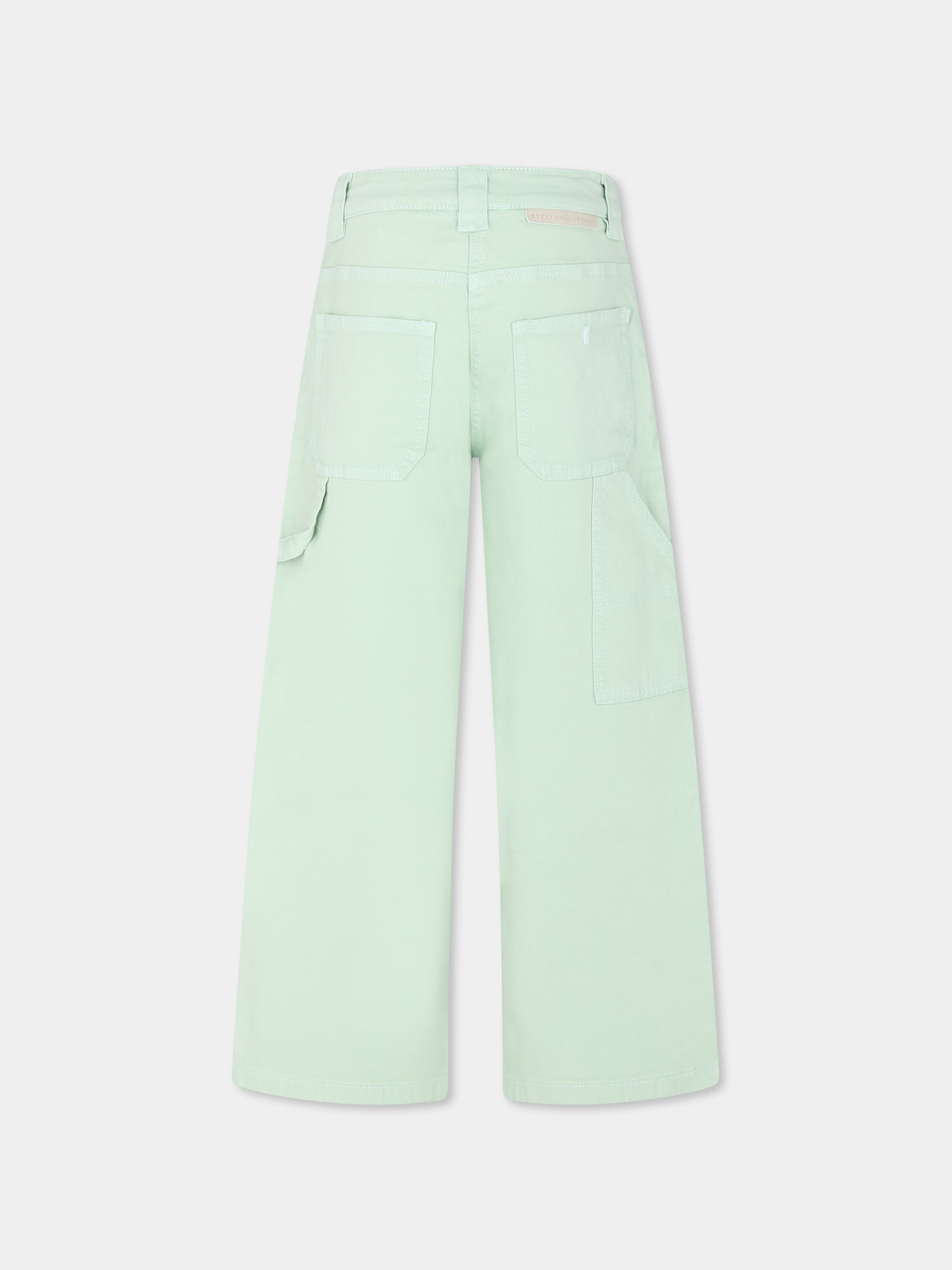 Jeans verdi per bambina con logo,Stella Mccartney Kids,TU6E30 Z0156 708