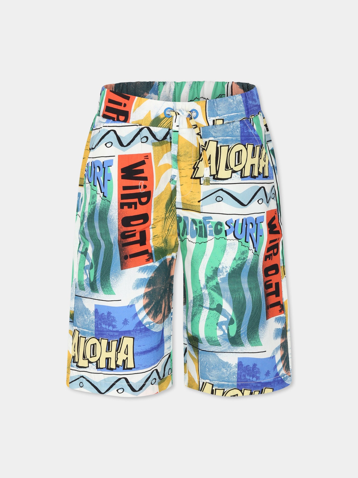 Shorts multicolor per bambino con stampa surf,Stella Mccartney Kids,TU6Q49 Z1747 999MC