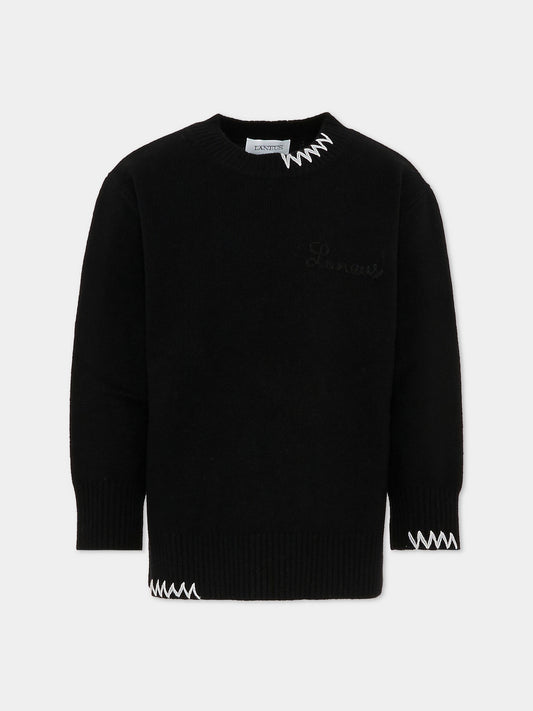 Maglione nero per bambini con logo,Laneus,F5LKJUJP033 110