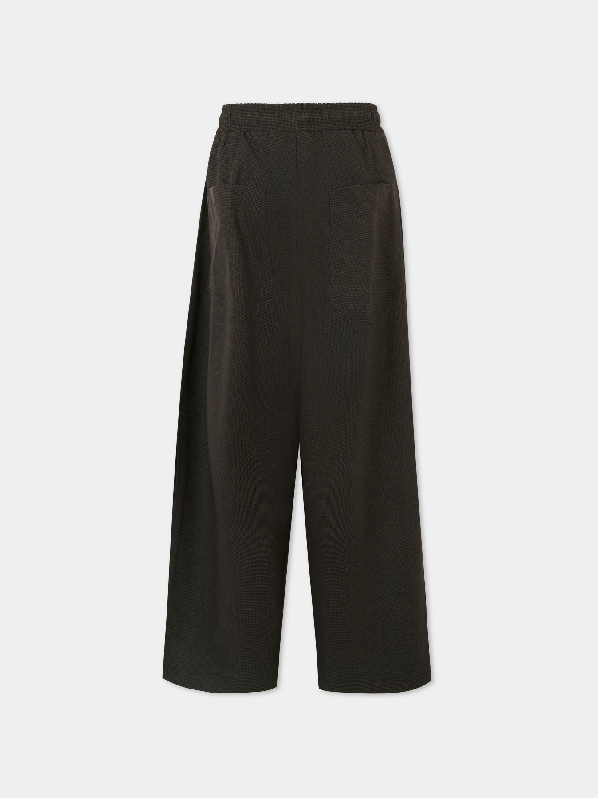 Pantaloni marroni per bambini con stampa pied de poule,Laneus,F5LKJUPA102 920