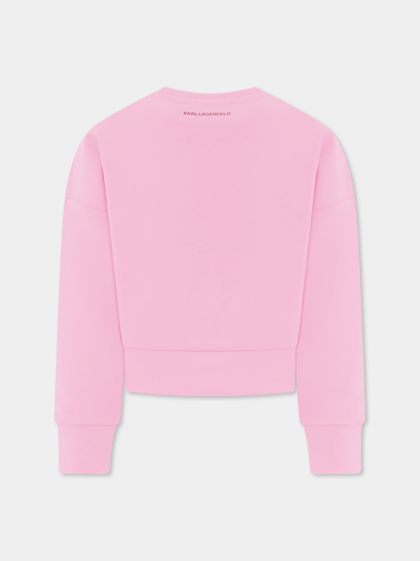 Sweat-shirt court rose pour fille avec Choupette