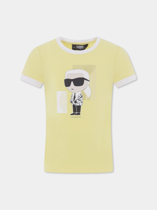 T-shirt jaune pour fille avec Karl Lagerfeld