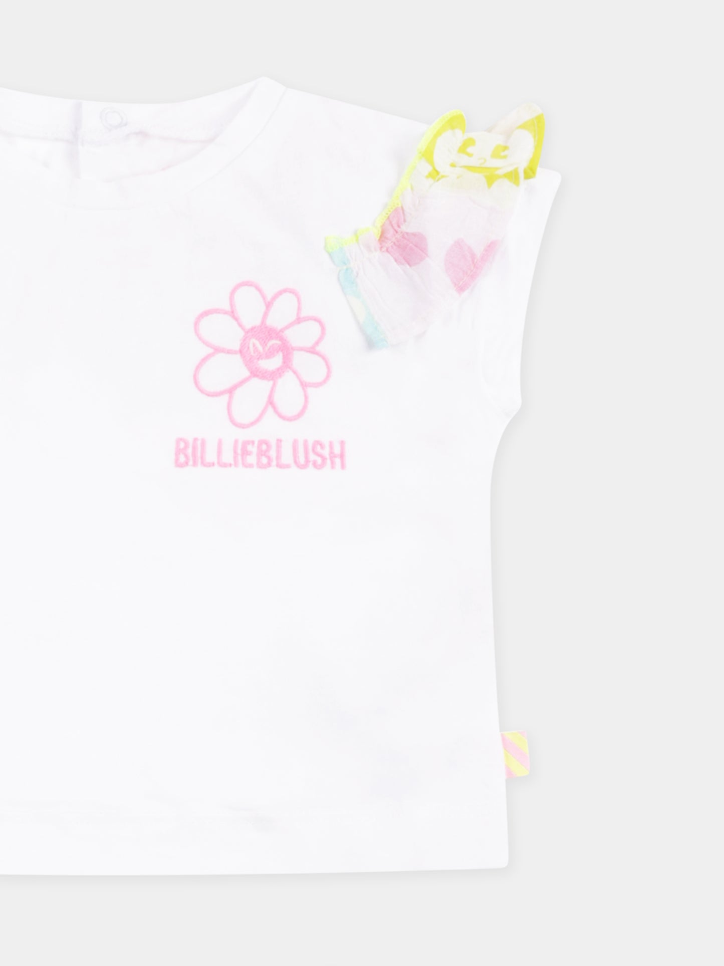 Completo bianco per neonata con logo e fiore,Billieblush,U20040 515