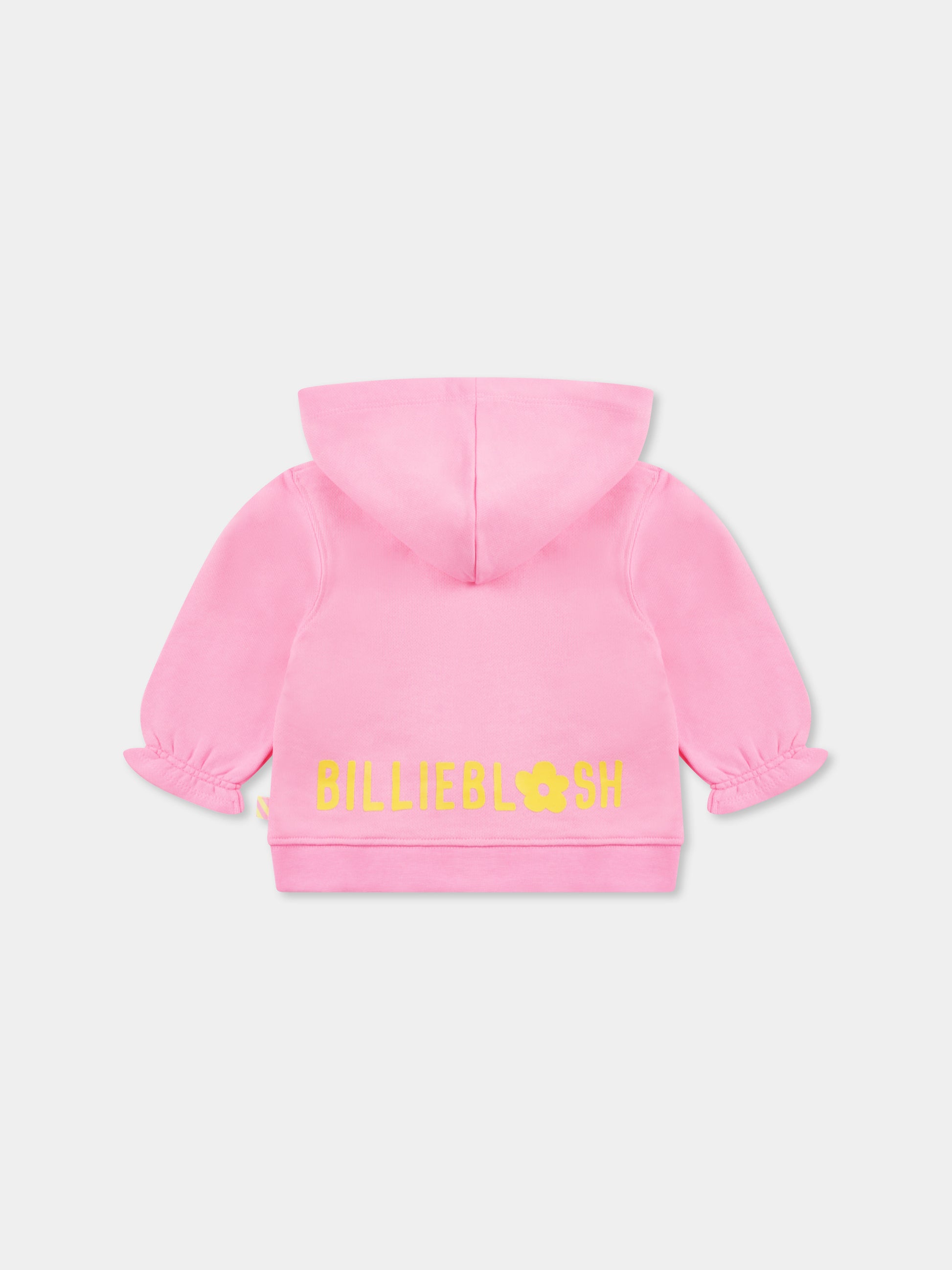 Felpa rosa per neonata con logo e fiore,Billieblush,U20046 462
