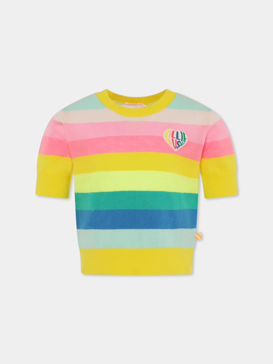 Pull multicolore pour fille avec coeur