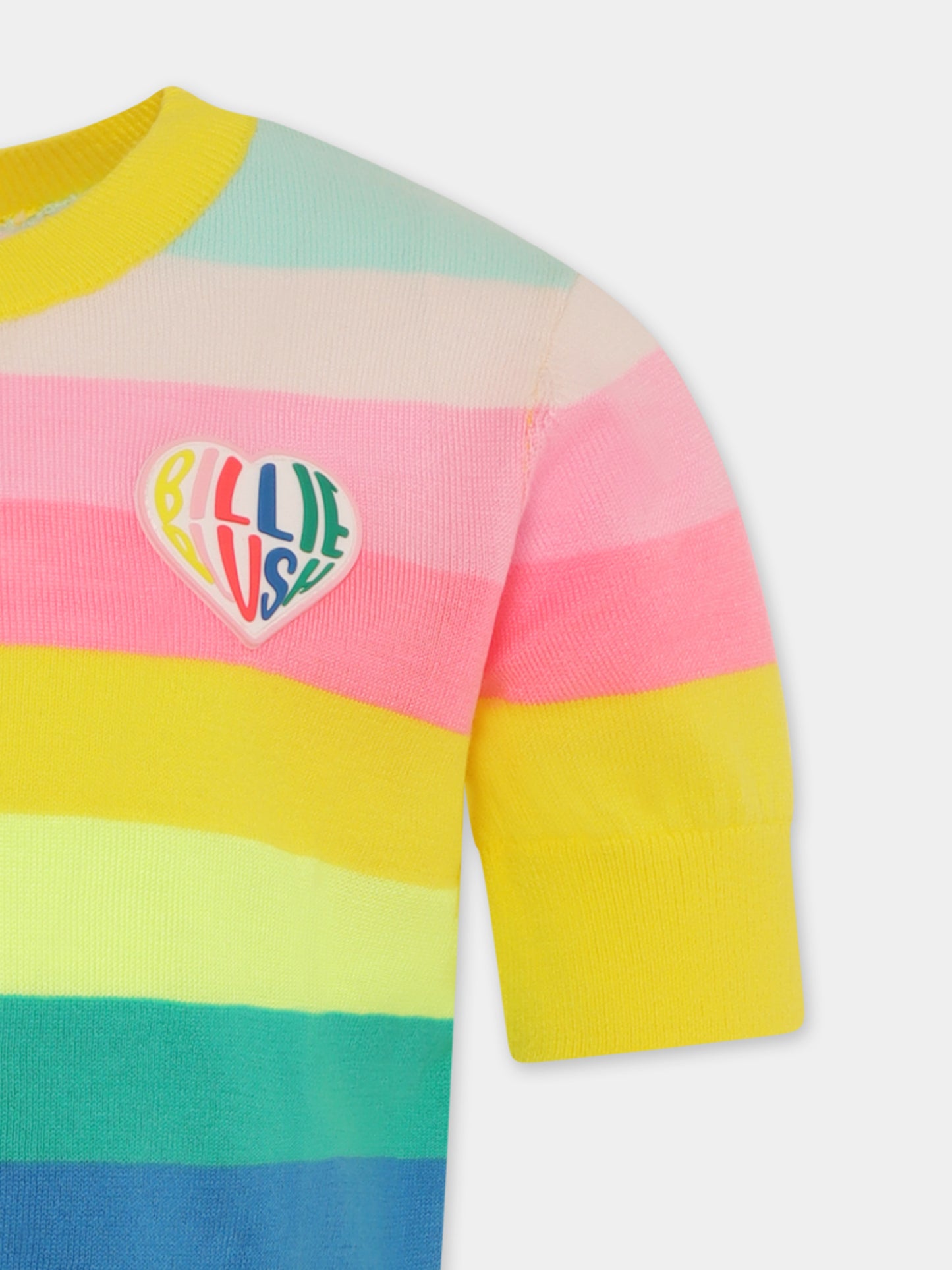 Pull multicolore pour fille avec coeur