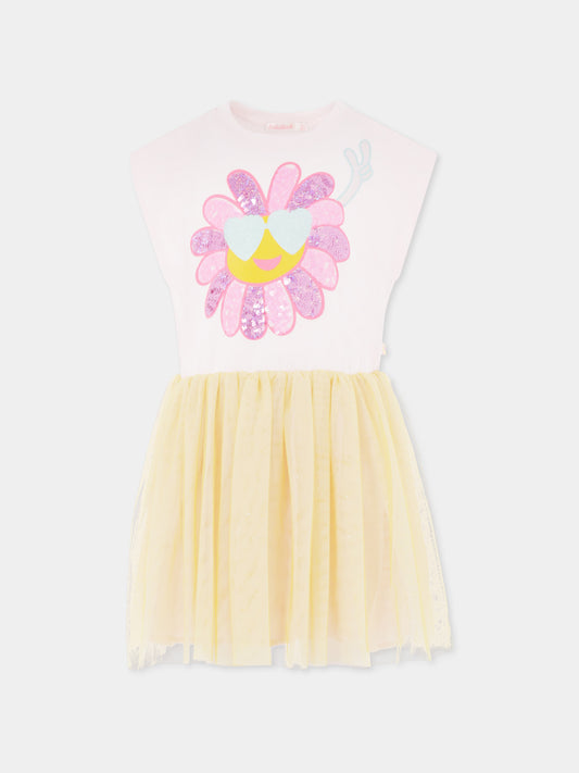 Robe multicolore pour fille avec fleur