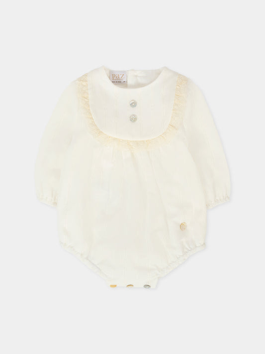 Pagliaccetto avorio per neonata con logo,Paz Rodríguez,005 152833 60T2020