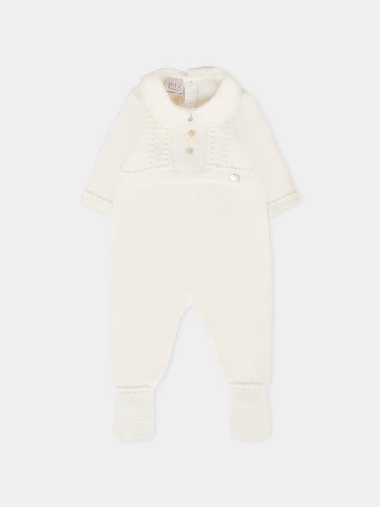 Tutina avorio per neonati con logo,Paz Rodríguez,005 112831 60 H56