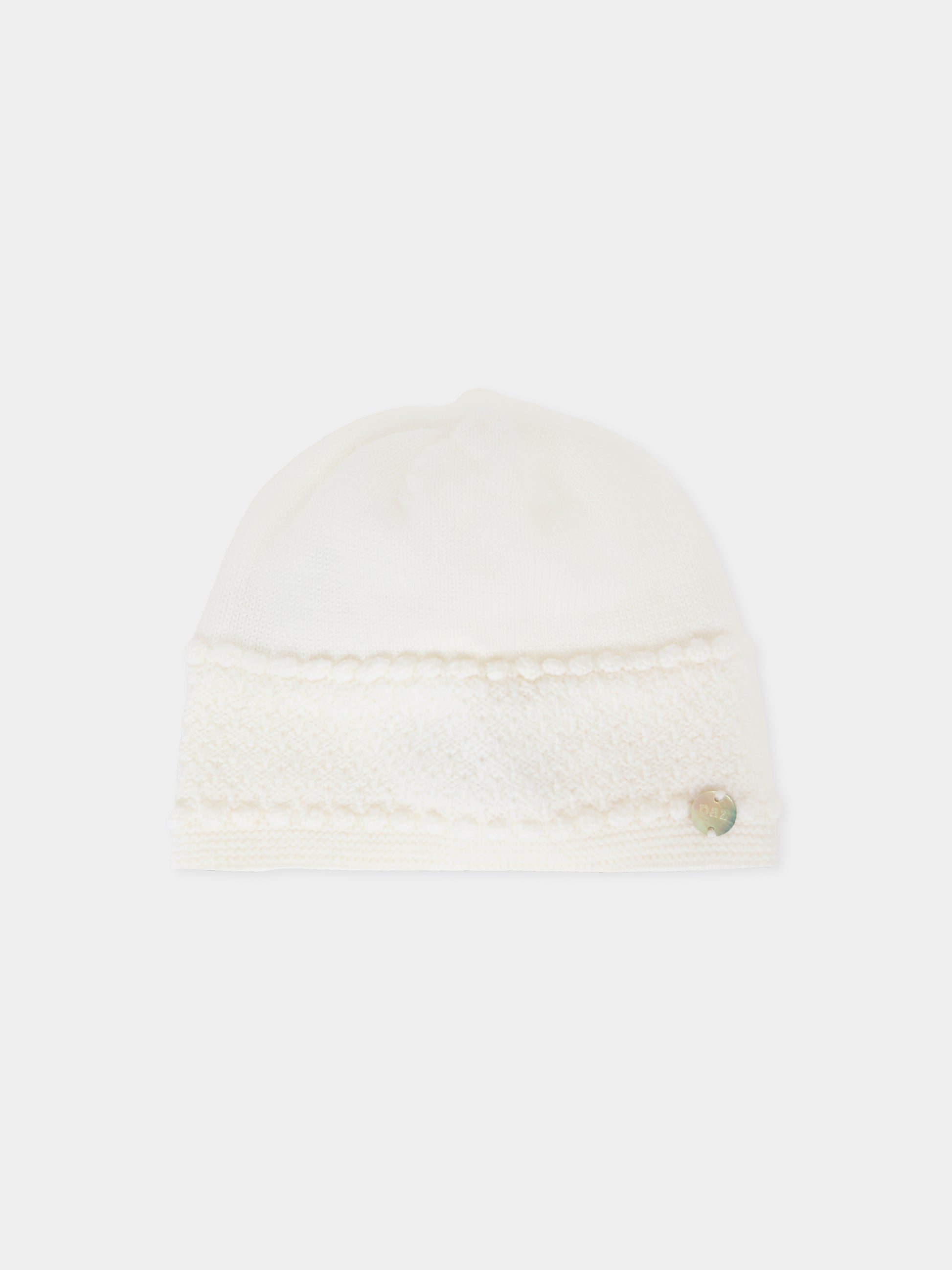 Berretto avorio per neonati con logo,Paz Rodríguez,040 112830 60 H56