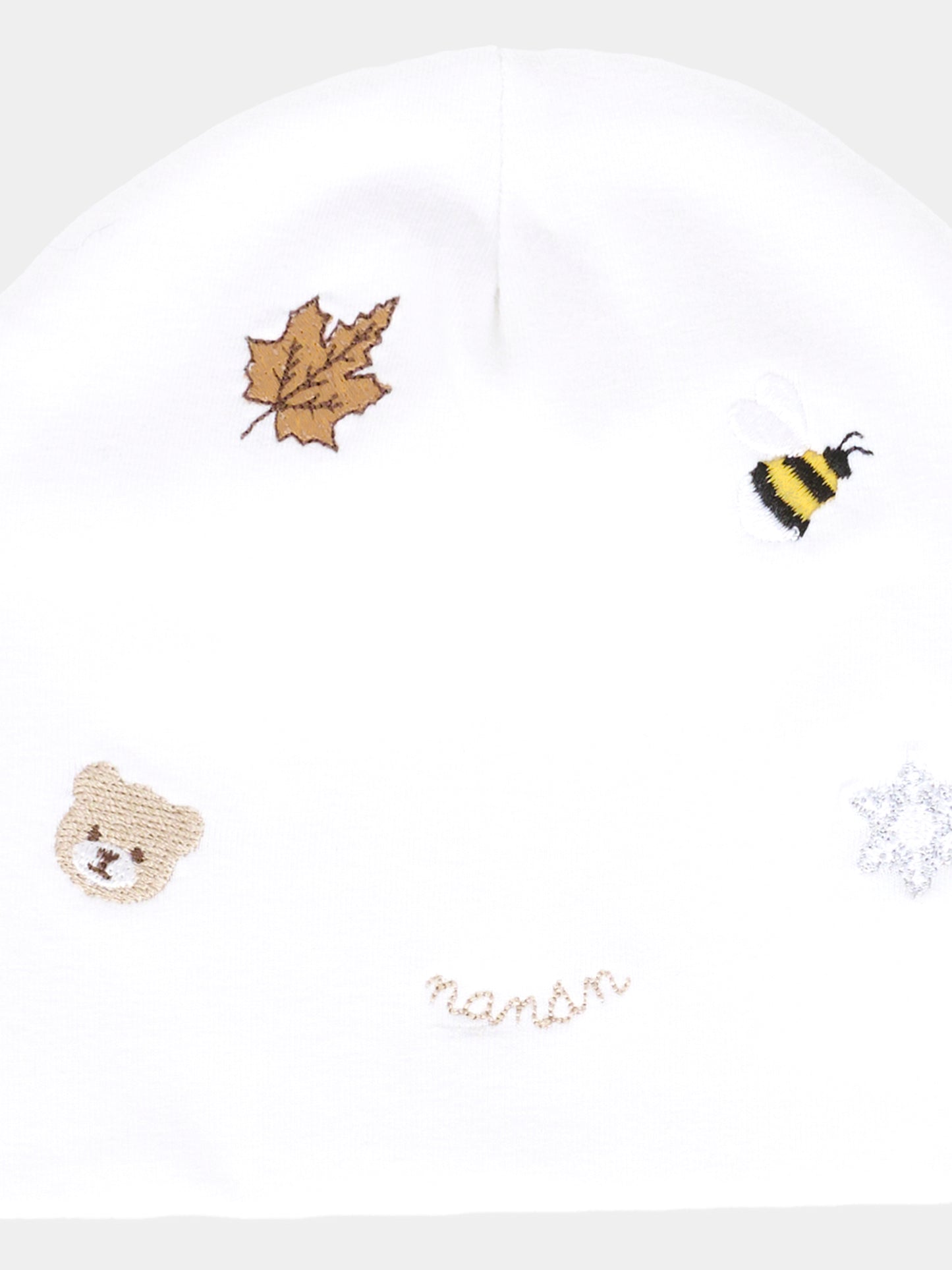 Cappello bianco per neonati con ape e orsetto,Nanán,I25005B