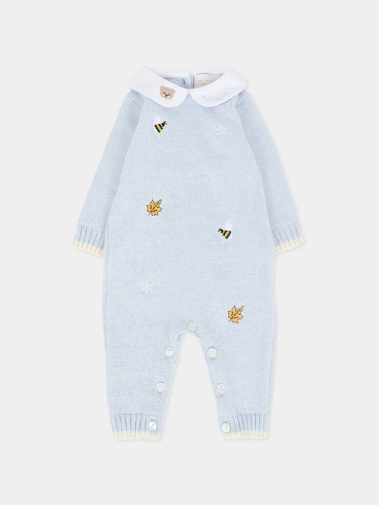 Tutina celeste per neonato con api ricamate,Nanán,I25009A