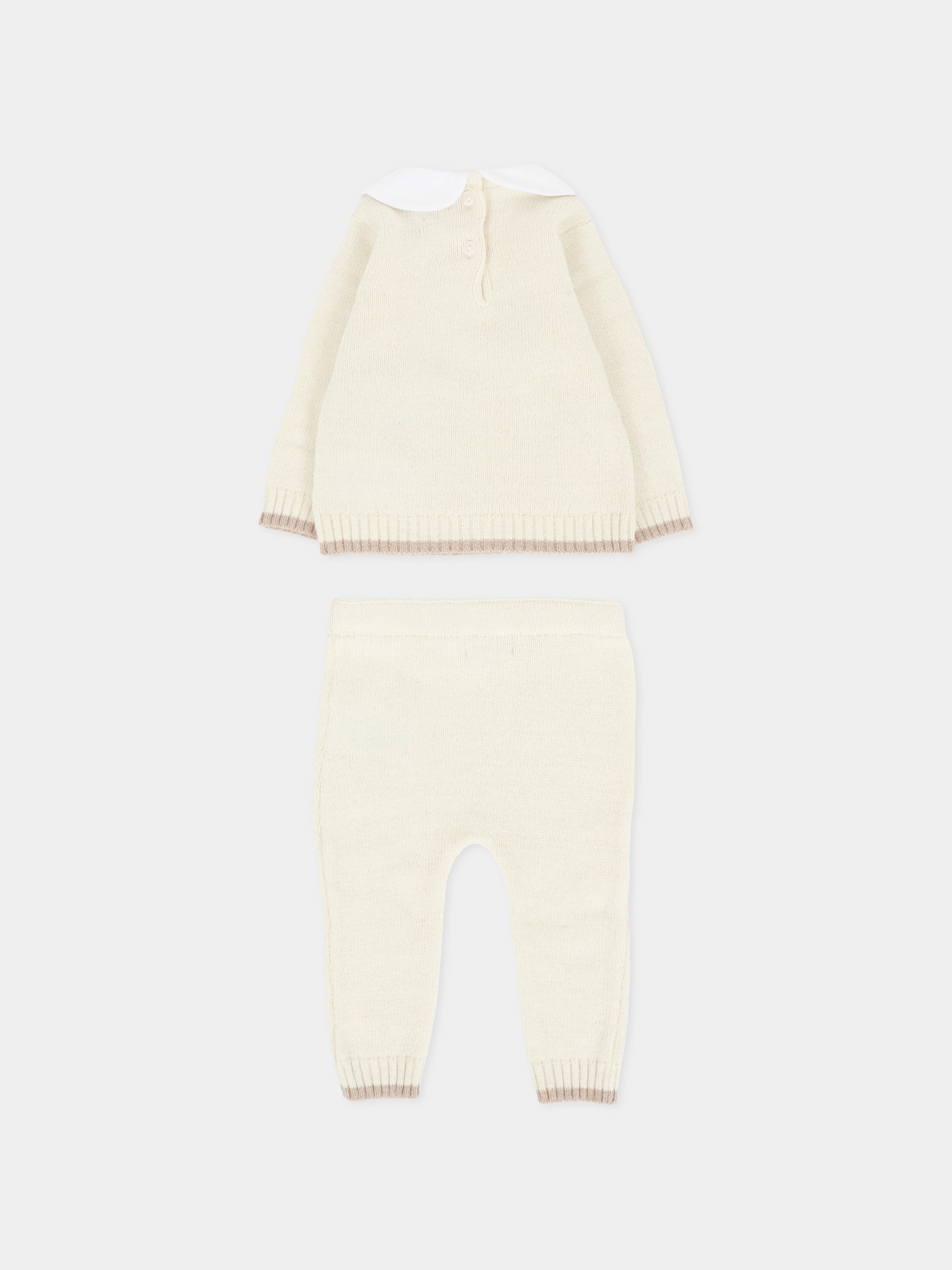 Completo nascita avorio per neonati con api ricamate,Nanán,I25010B