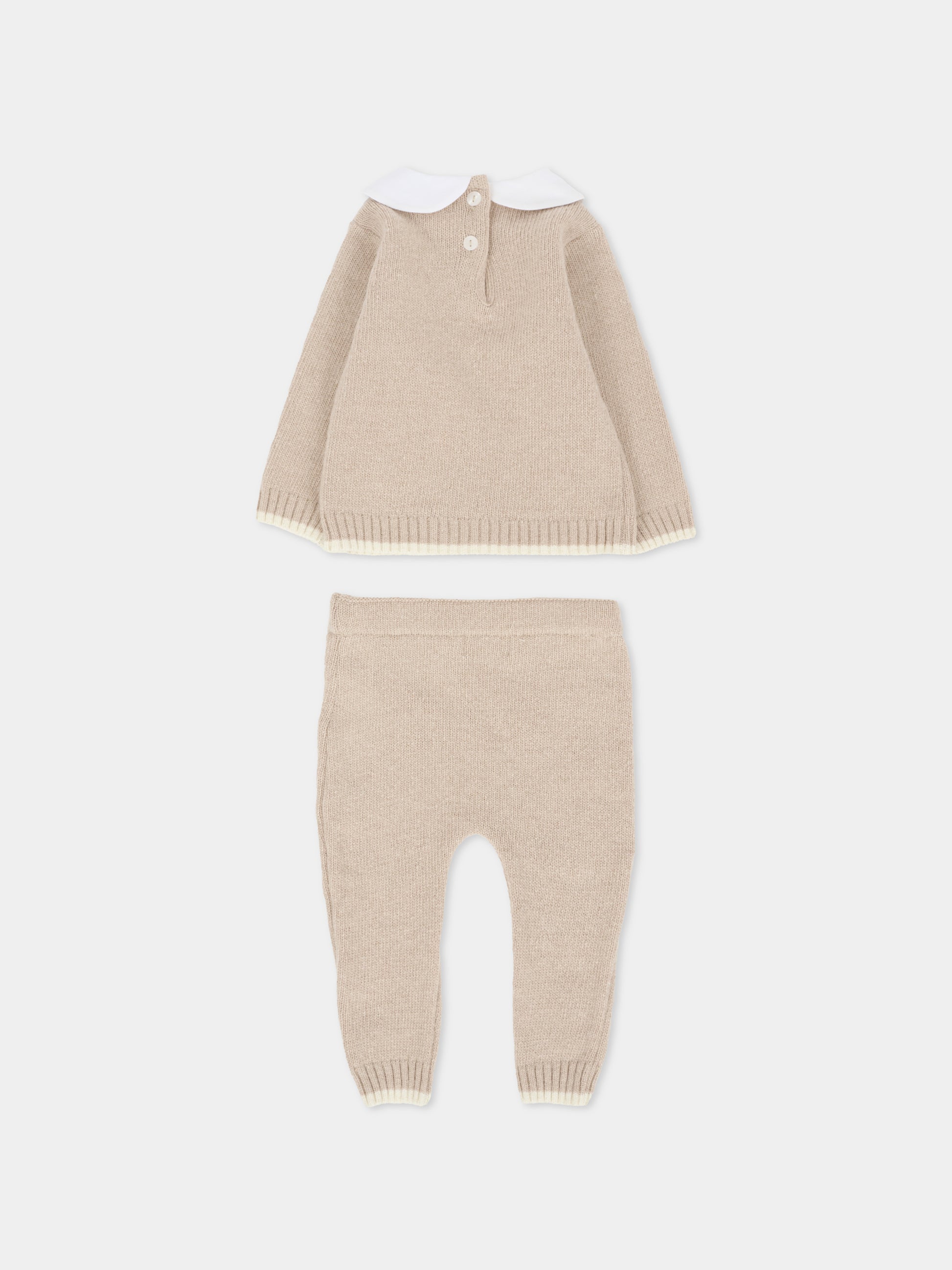 Completo nascita beige per neonati con api ricamate,Nanán,I25010BE