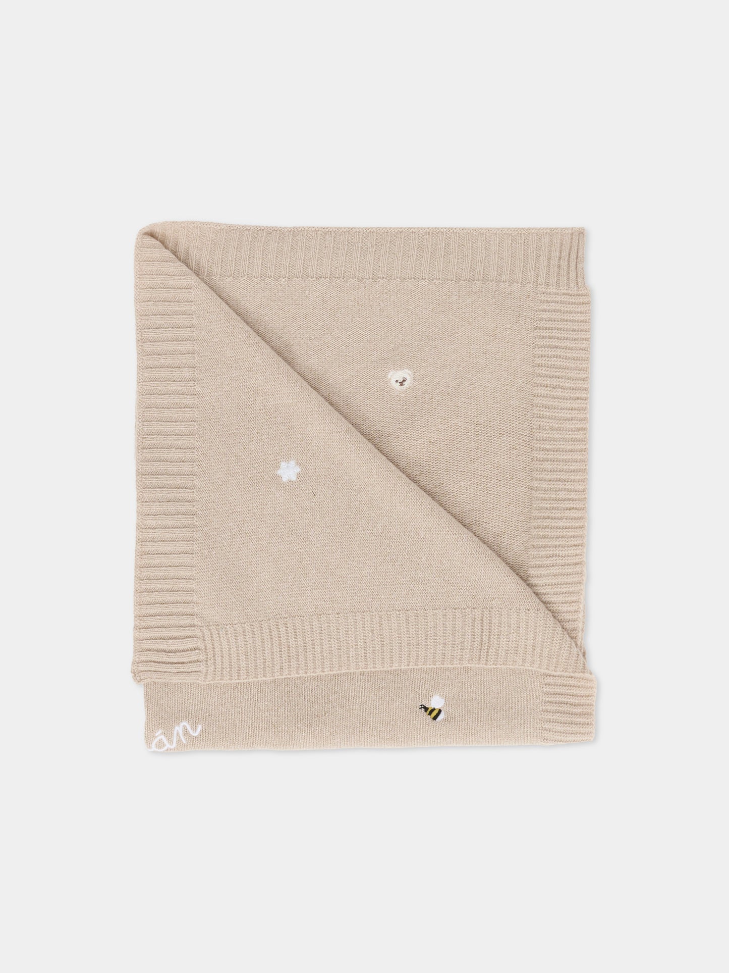 Coperta beige per neonati con ape,Nanán,I25012BE