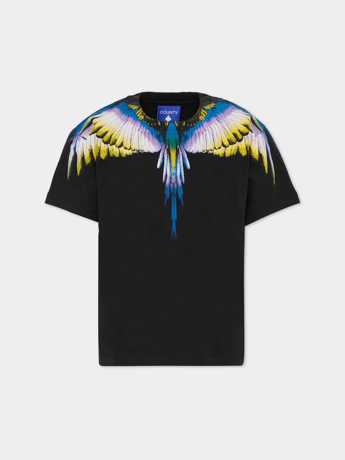 T-shirt nera per bambino con ali,County Of Milan Kids,F5CMJBTH064 110