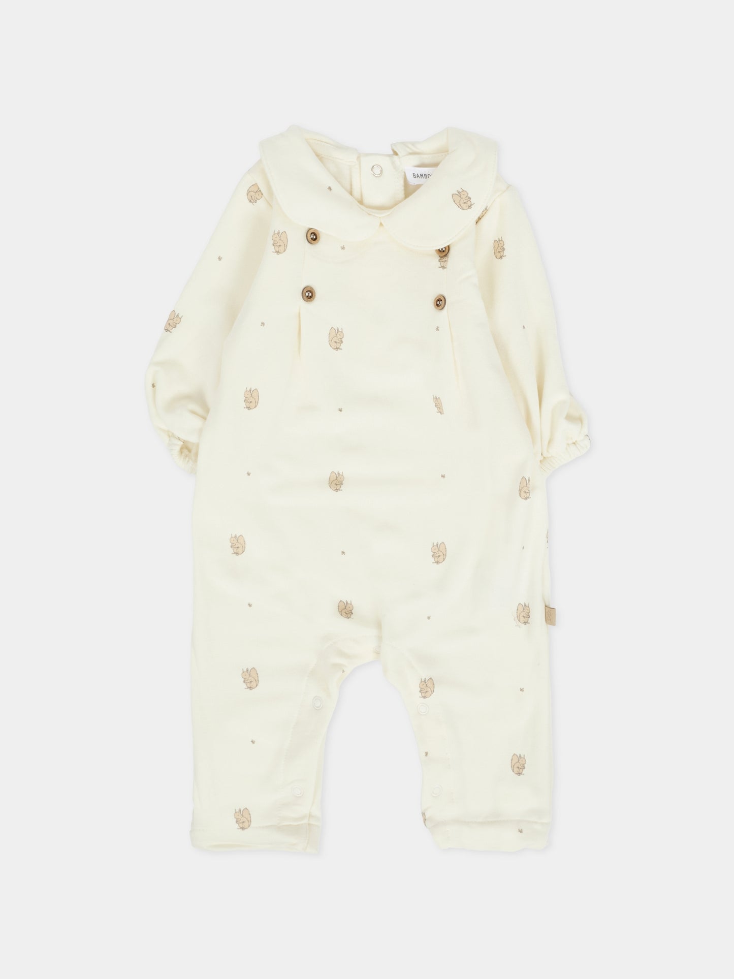 Tutina avorio per neonati con scoiattoli,Bamboom,1020 SQUIRREL PRINT