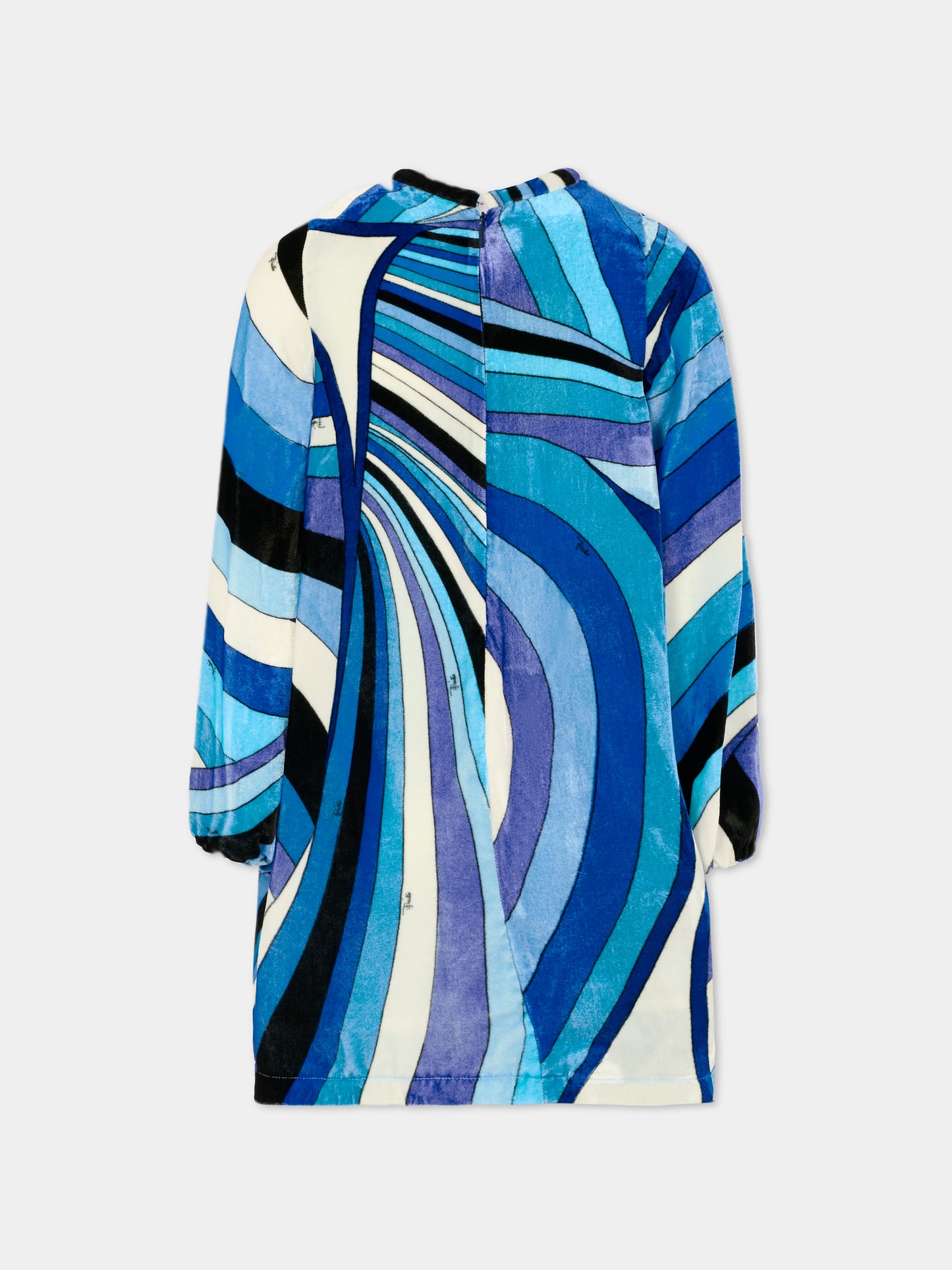 Vestito blu per bambina con stampa marmo,Emilio Pucci Junior,PX1B70 V0171 101BL