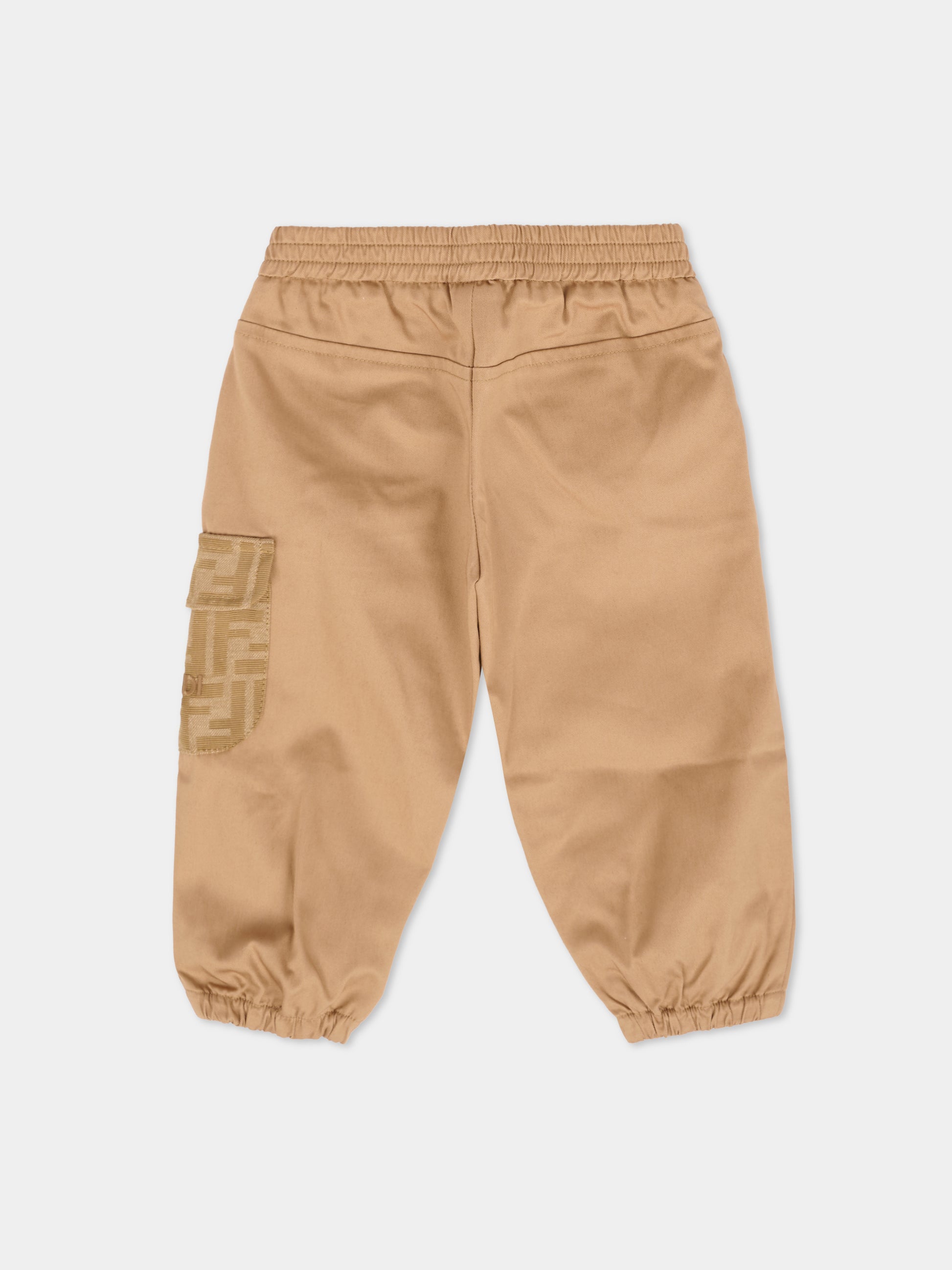Pantaloni beige per neonato con logo,Fendi Kids,BMF261 AS5Y F0QU5
