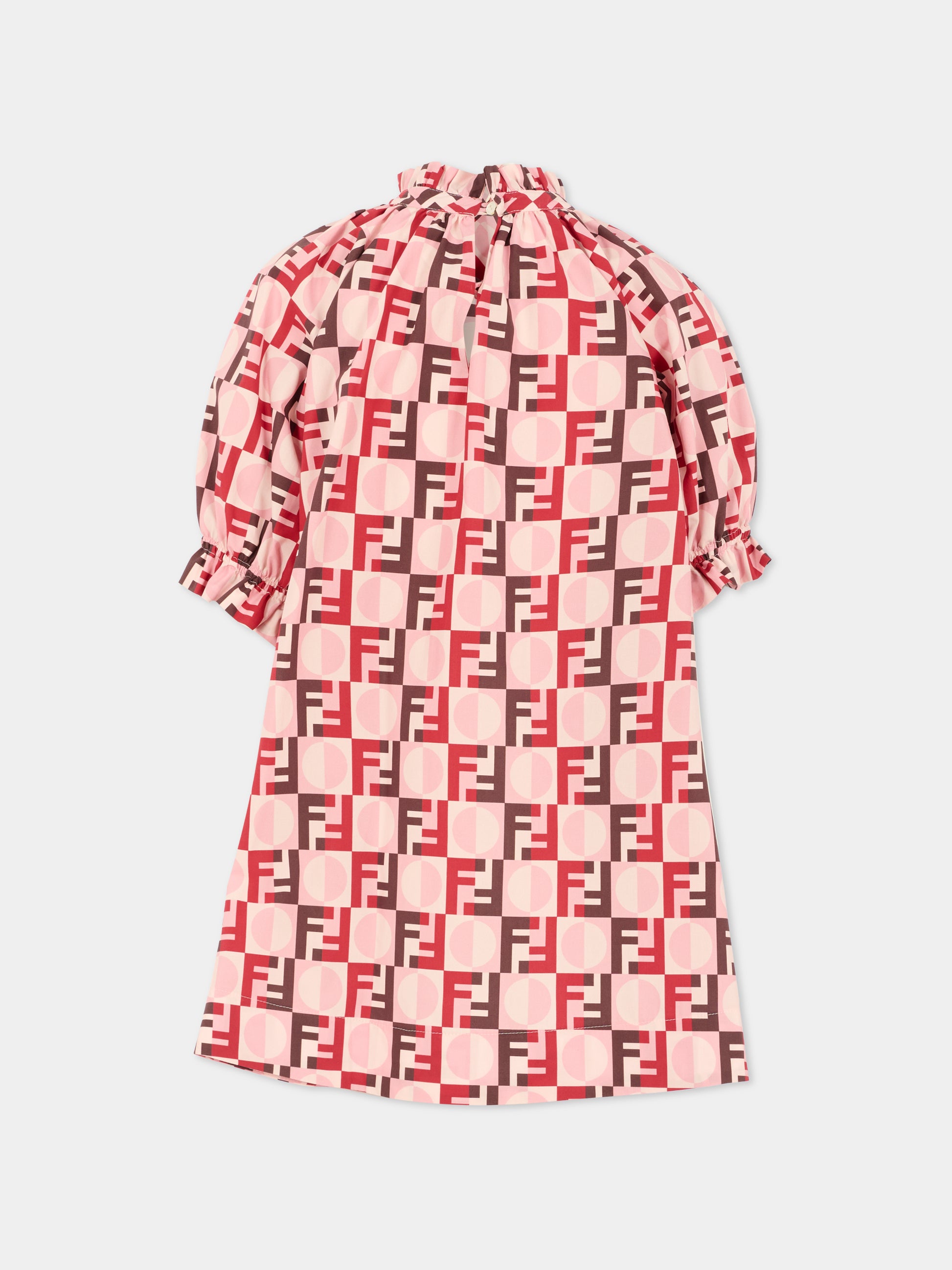 Vestito rosa per bambina con FF,Fendi Kids,JFB810 AYMH F1TKH