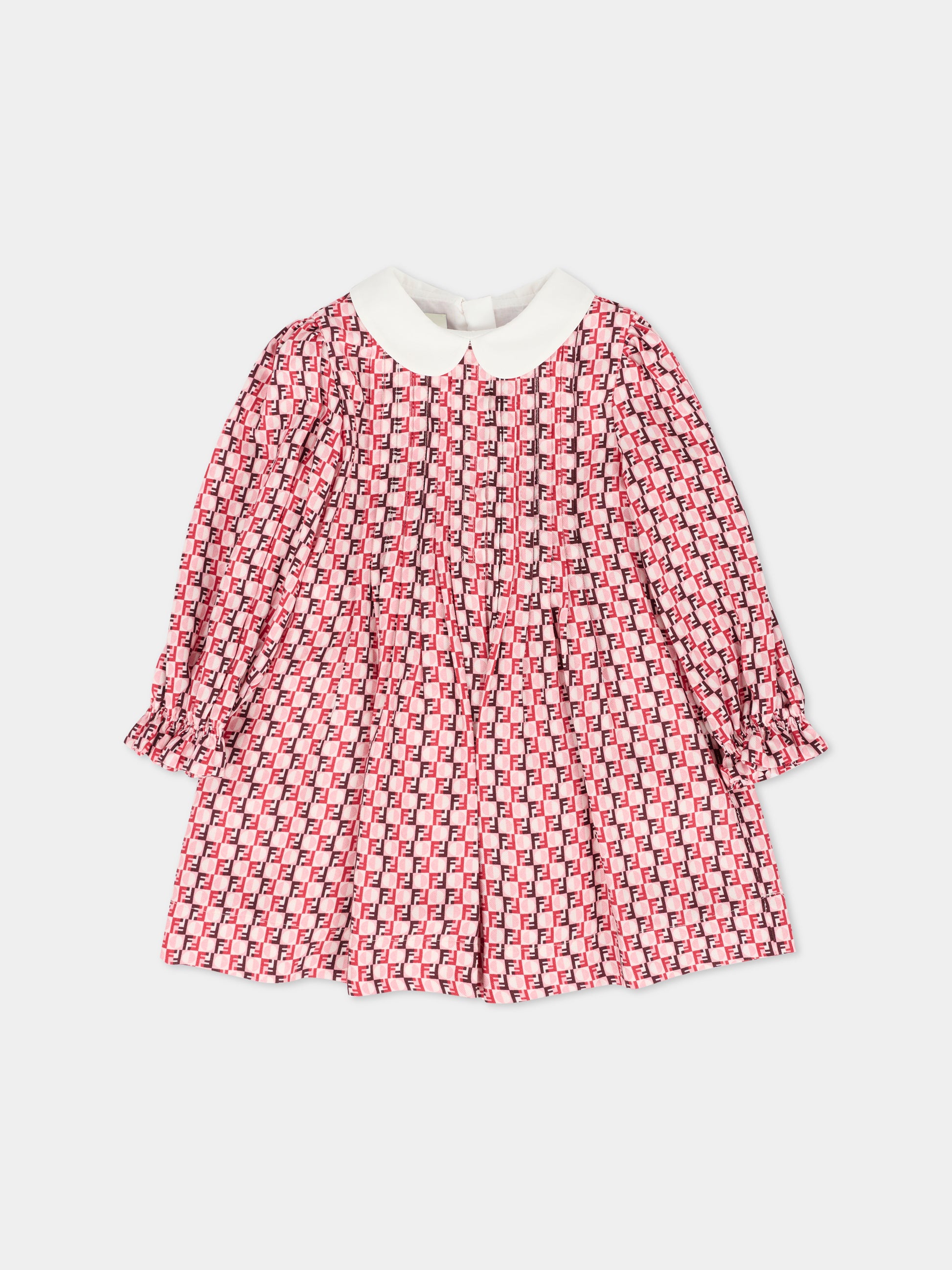 Vestito rosa per neonata con FF,Fendi Kids,BFB573 AYMG F1TKH
