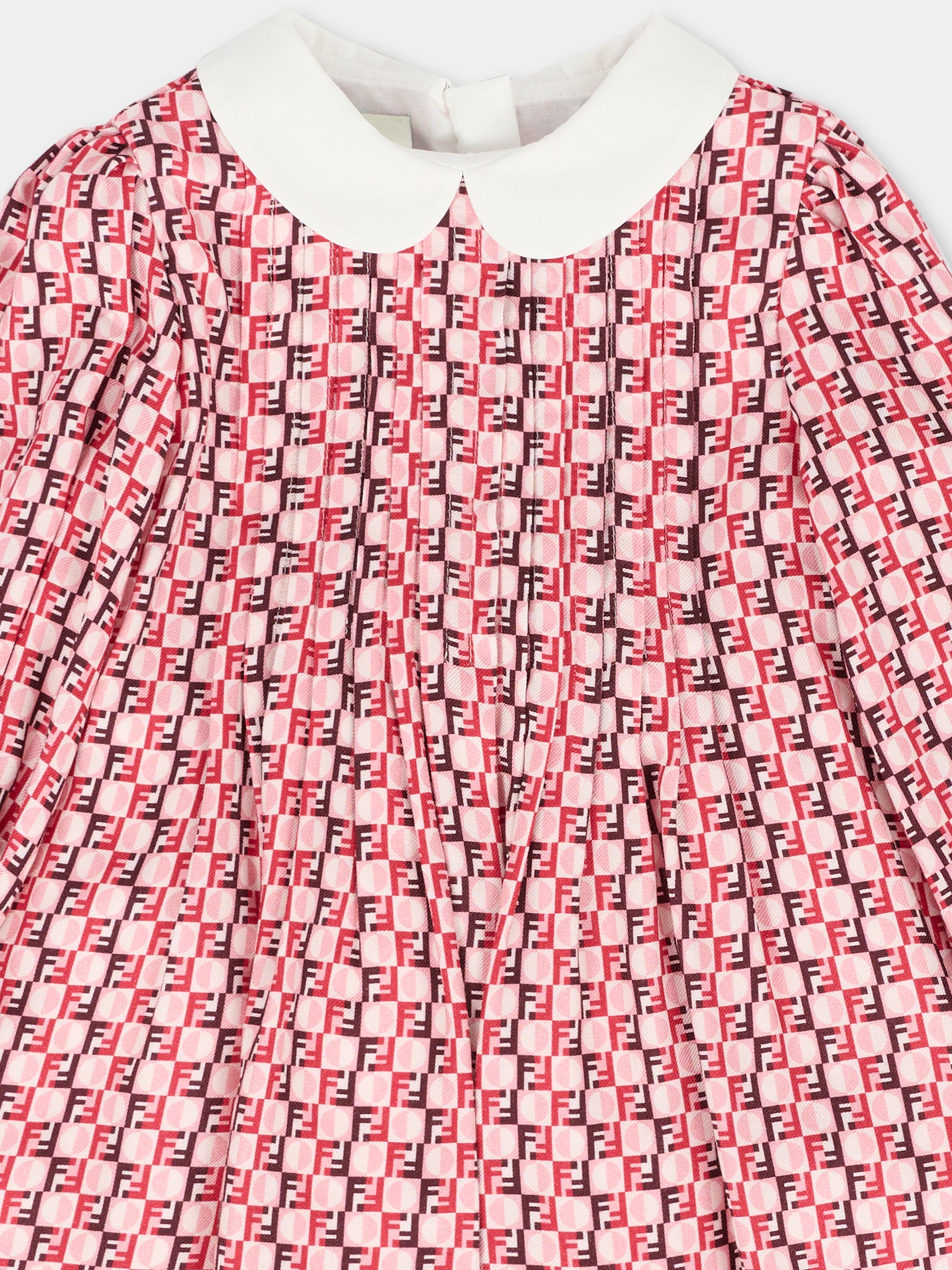 Vestito rosa per neonata con FF,Fendi Kids,BFB573 AYMG F1TKH
