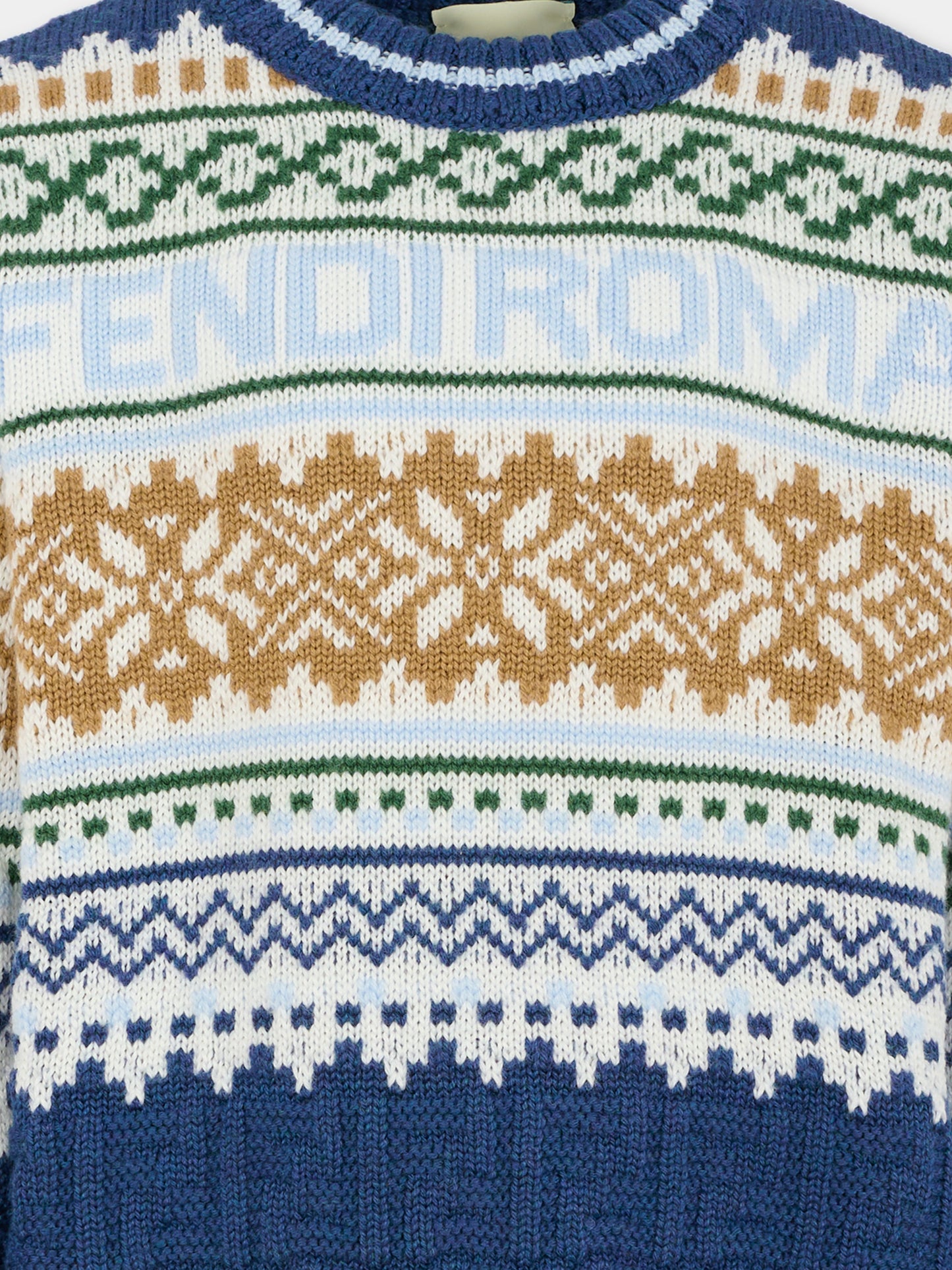 Maglione multicolor per bambino con logo celeste,Fendi Kids,JMG135 AYMS F1I11