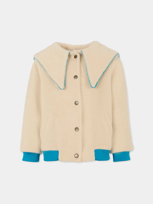 Bomber beige per bambina con uccelli,Pangolini Kids,BOMBER JACKET