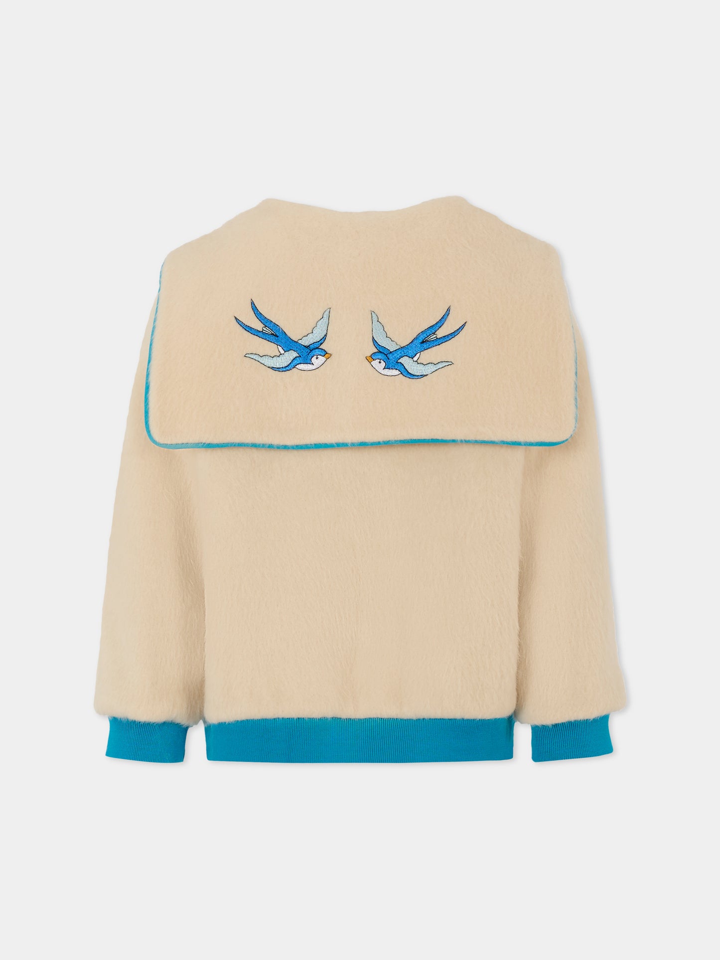 Bomber beige per bambina con uccelli,Pangolini Kids,BOMBER JACKET