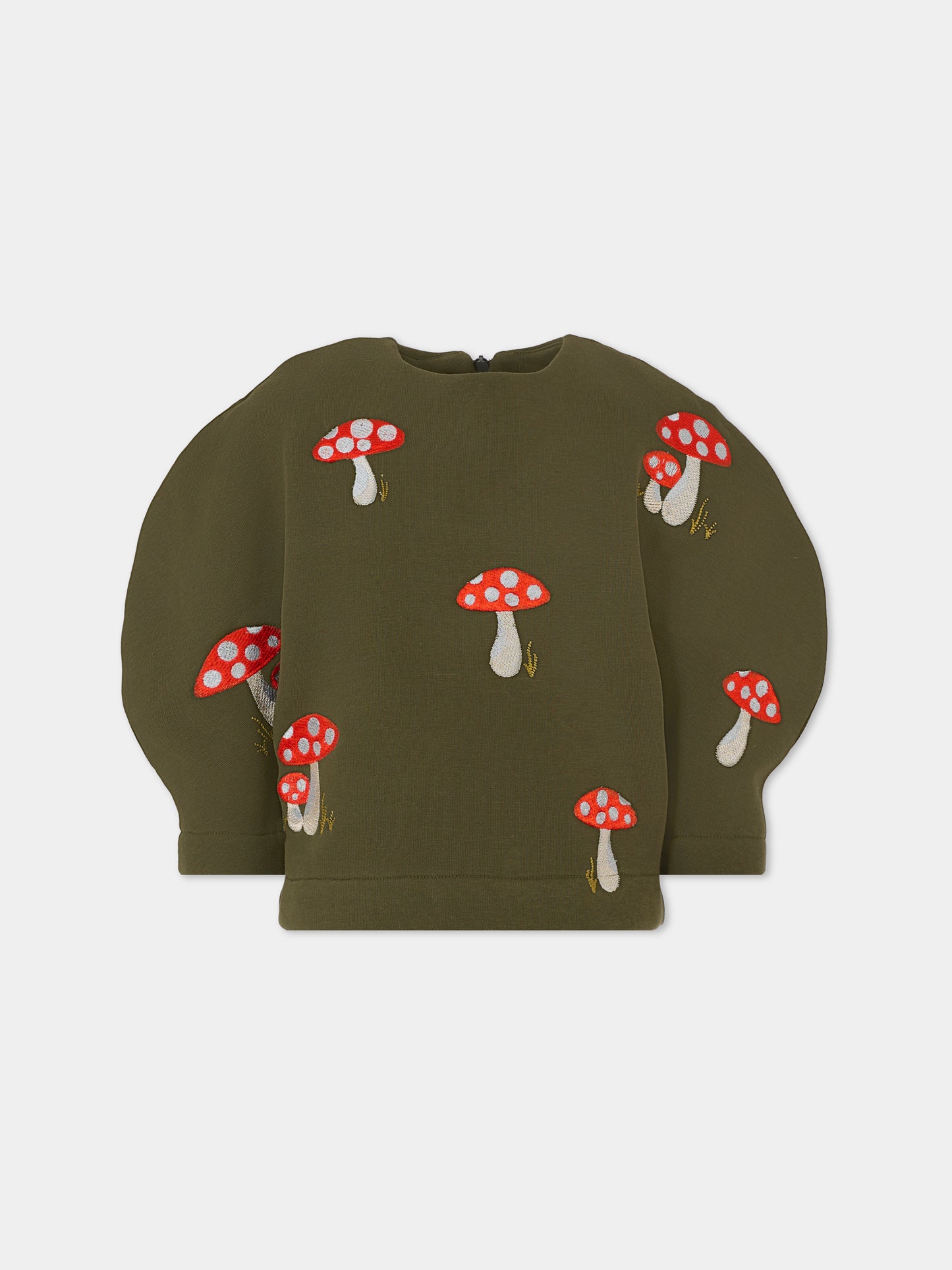 Felpa verde per bambina con funghi,Pangolini Kids,MUSHROOM
