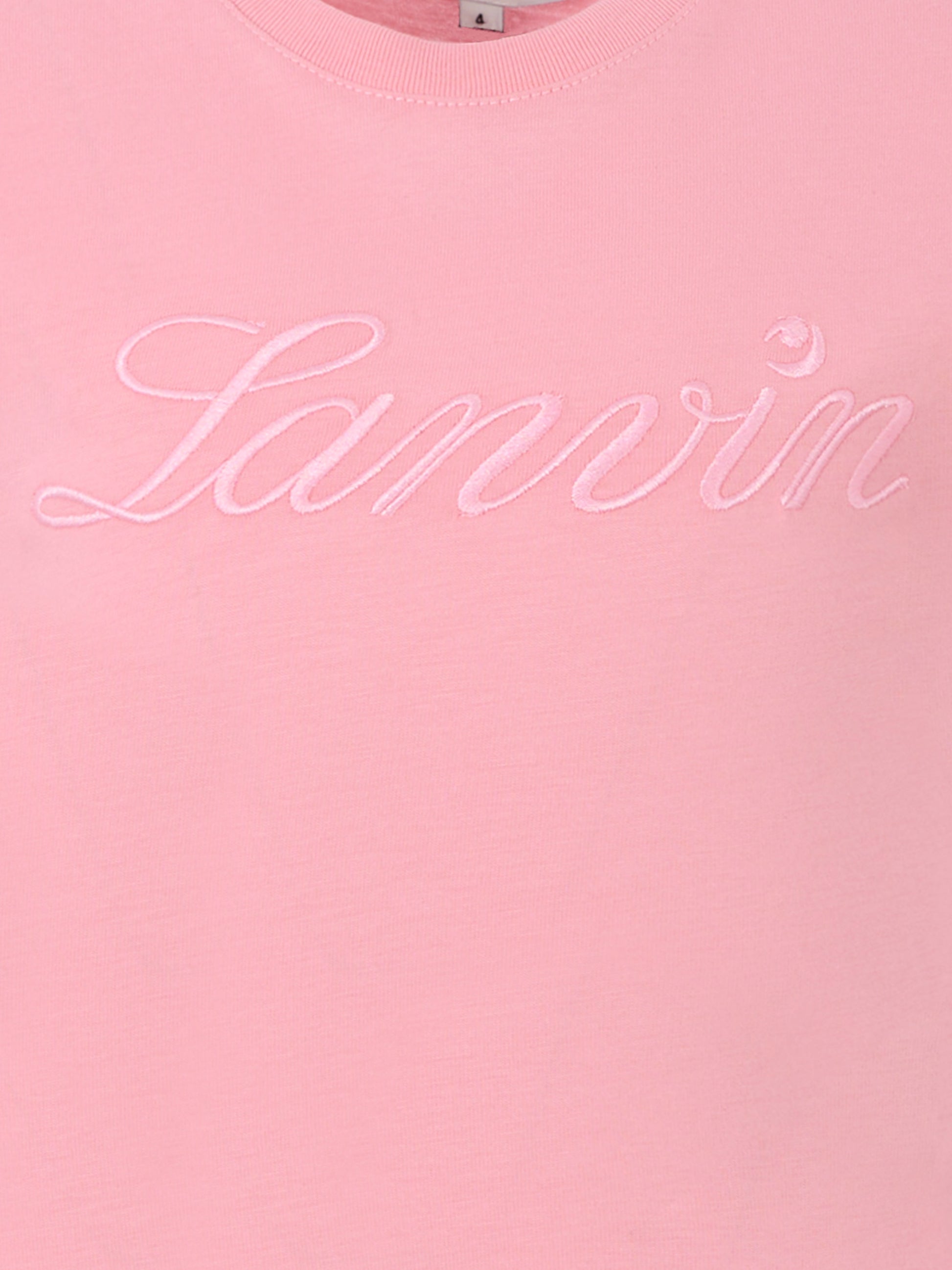 T-shirt nera per bambina con logo,Lanvin Petite,N30251 48N