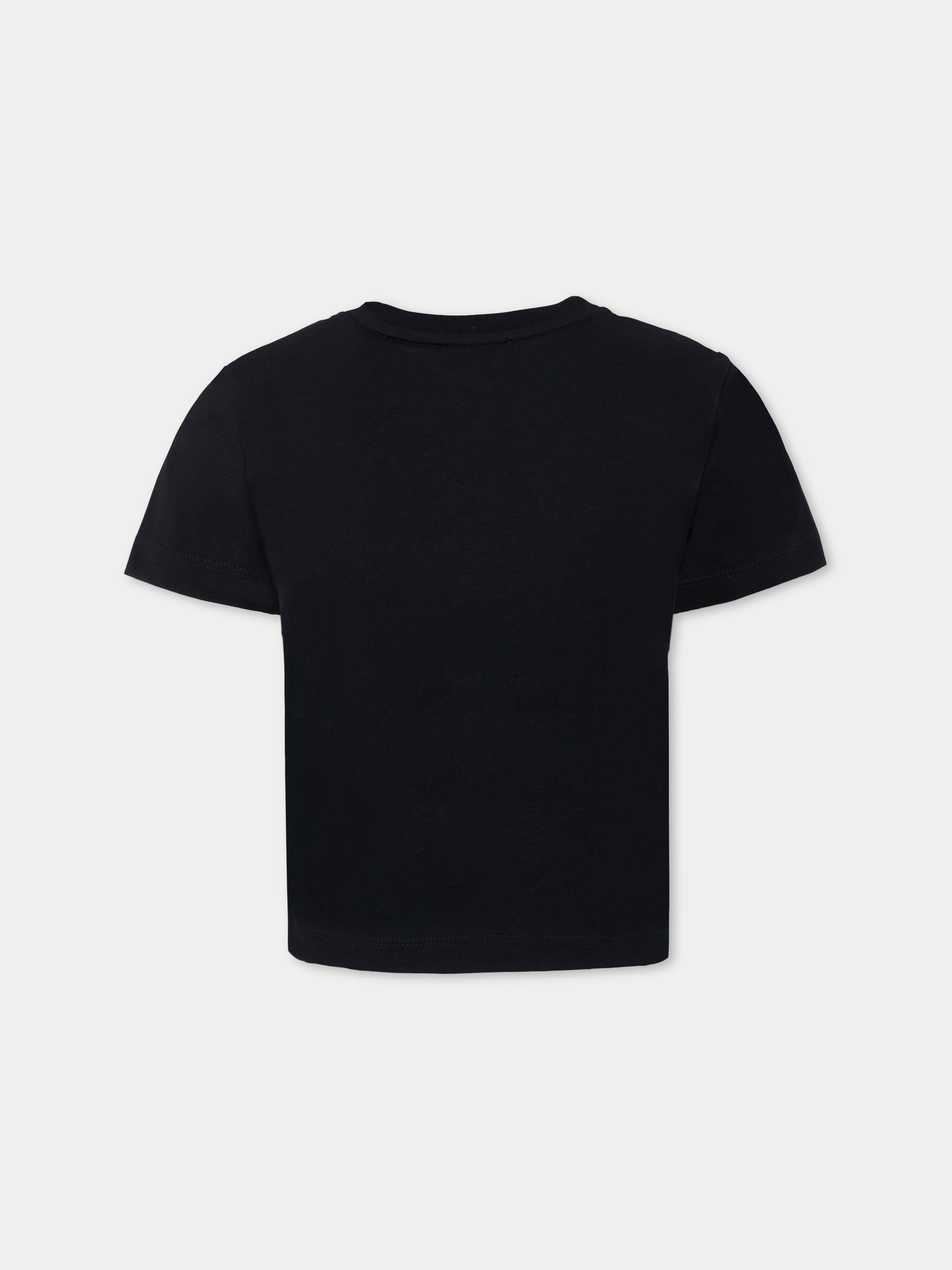 T-shirt nera per bambina con logo,Lanvin Petite,N30251 09B