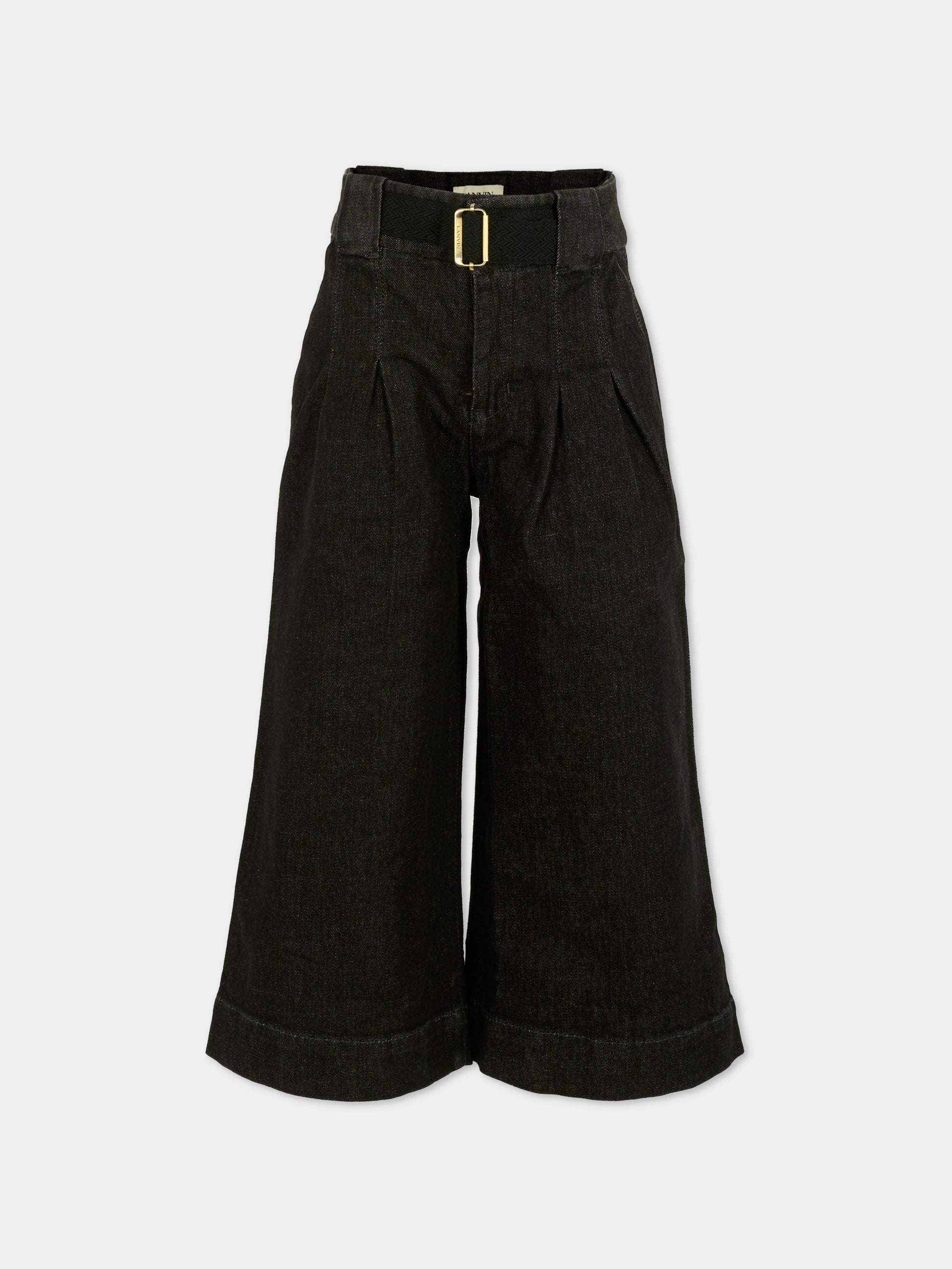 Jeans neri per bambina con logo,Lanvin Petite,N30325 Z11