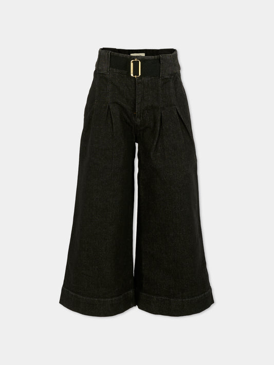 Jeans neri per bambina con logo,Lanvin Petite,N30325 Z11