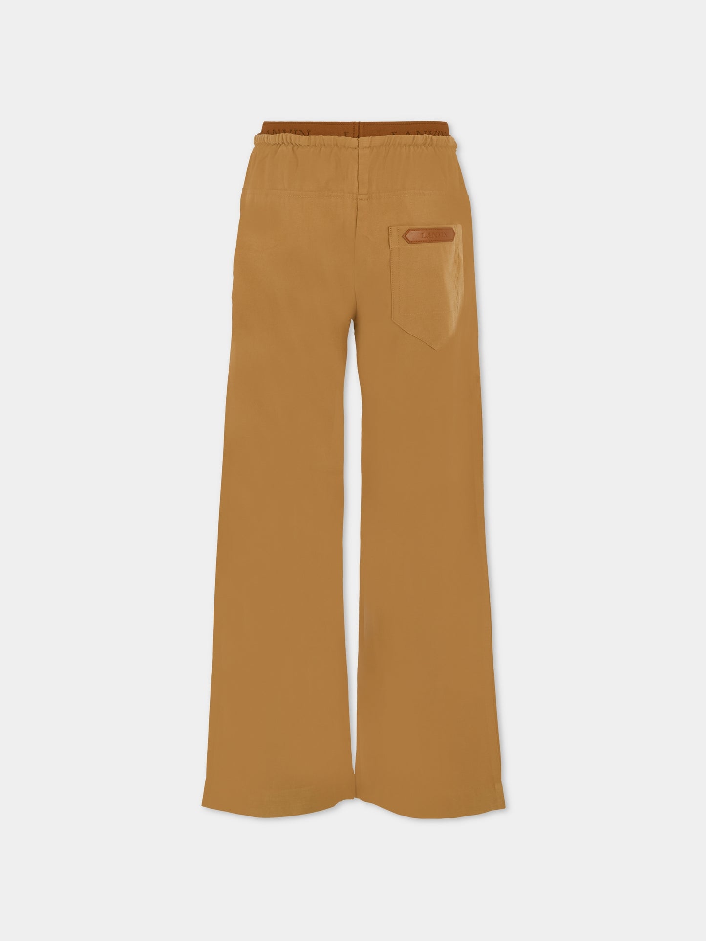 Pantaloni marroni per bambina con logo,Lanvin Petite,N30275 585