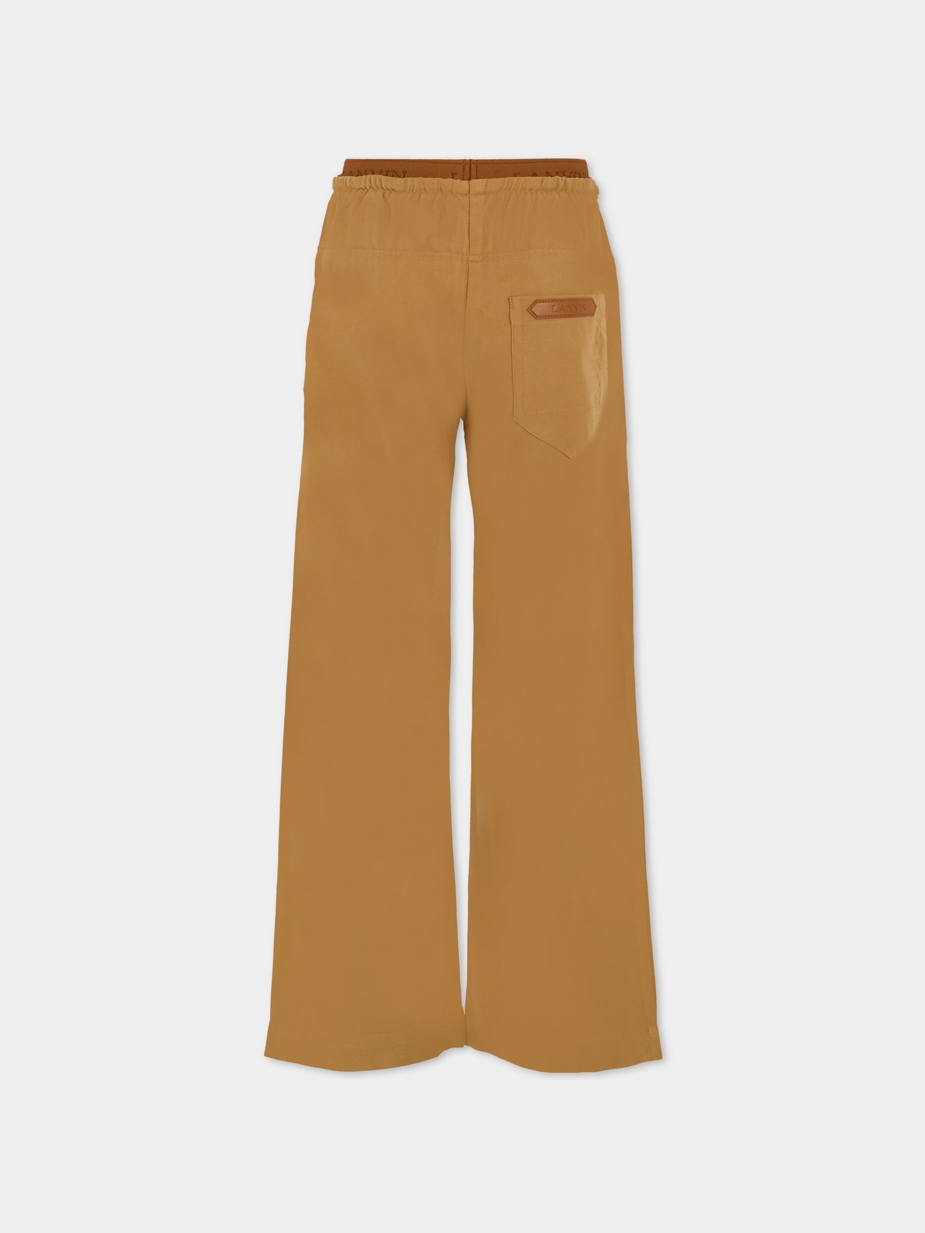 Pantaloni marroni per bambina con logo,Lanvin Petite,N30275 585