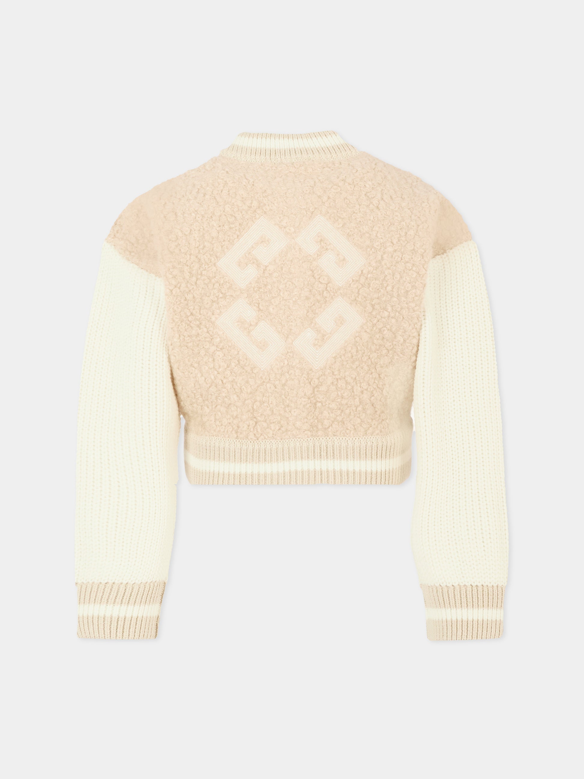 Bomber beige per bambina con logo,Givenchy Kids,H30994 184