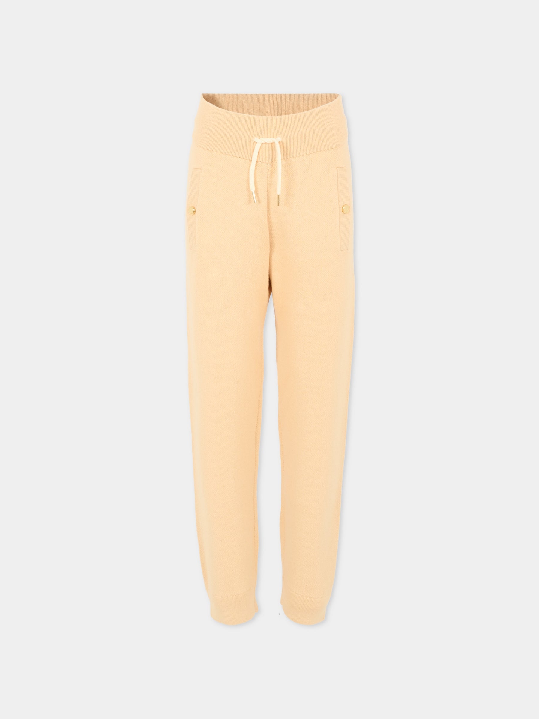 Pantaloni beige per bambina con logo,Chloé Kids,C20789 257