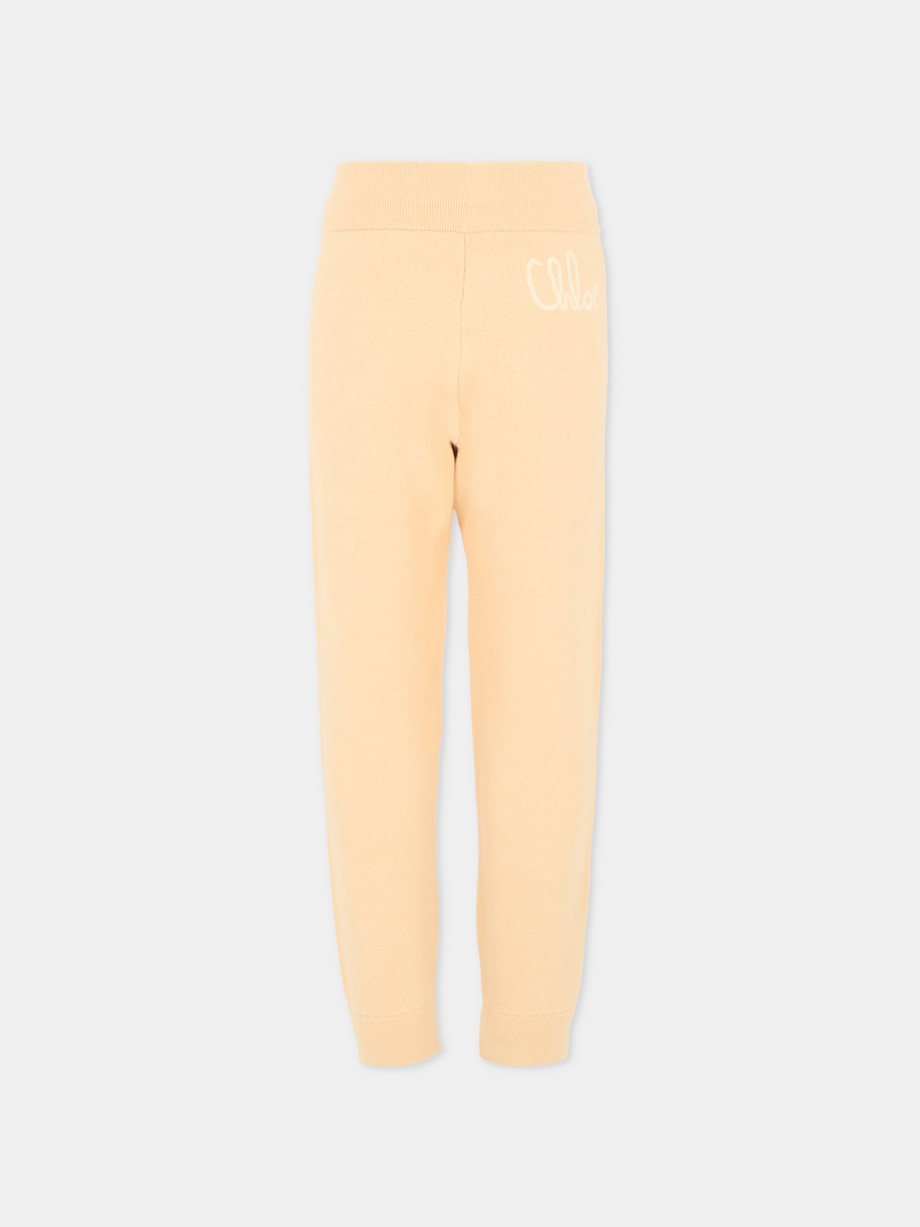 Pantaloni beige per bambina con logo,Chloé Kids,C20789 257