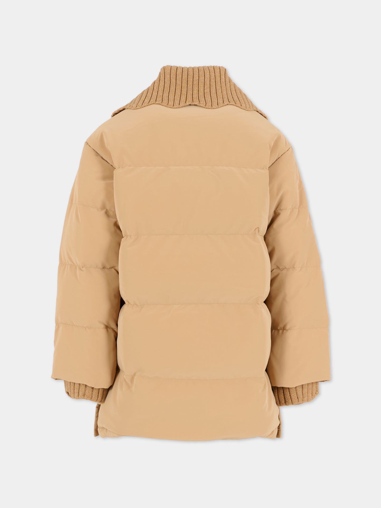 Piumino beige per bambina con patch,Chloé Kids,C20663 231