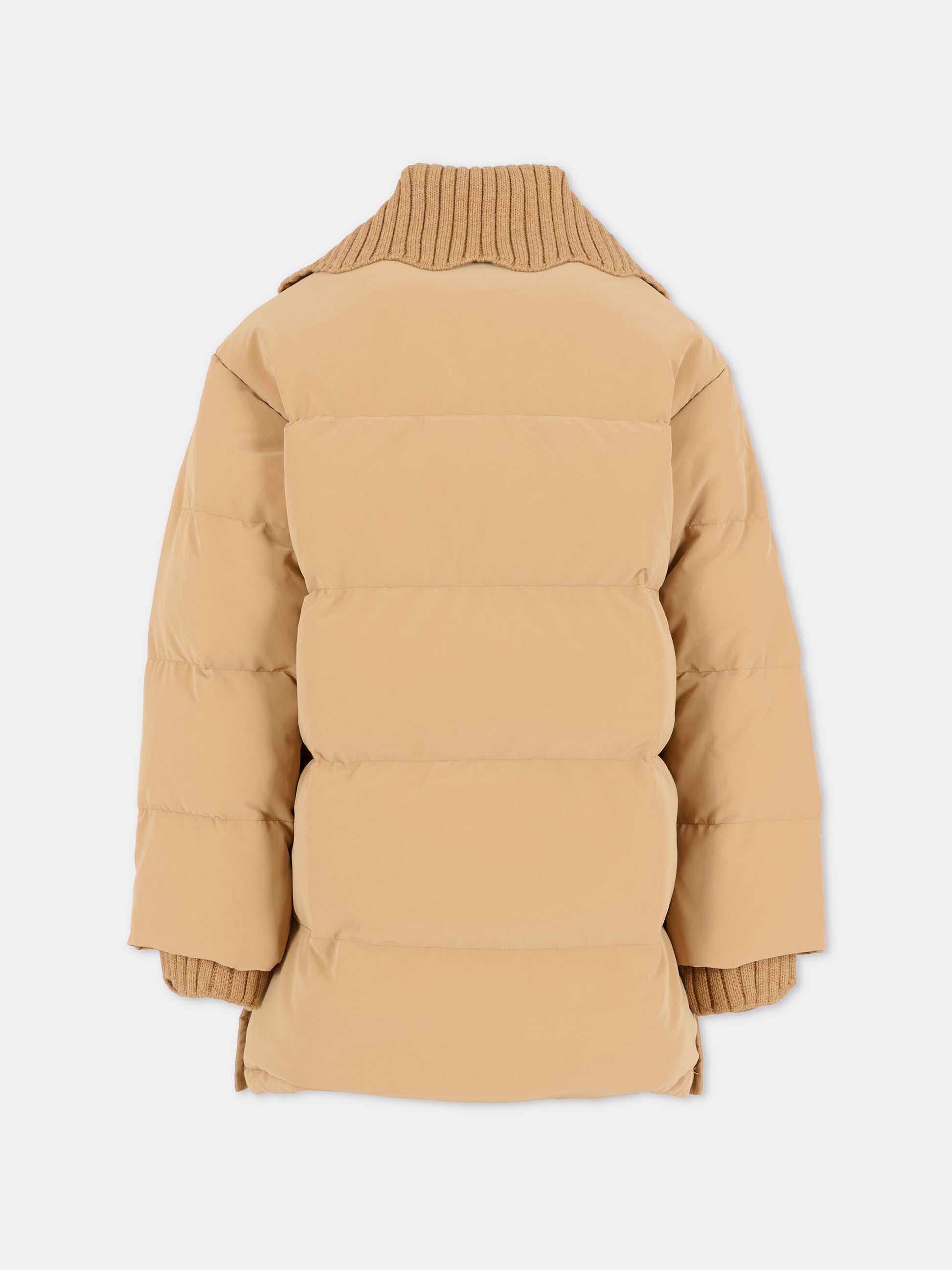 Piumino beige per bambina con patch,Chloé Kids,C20663 231