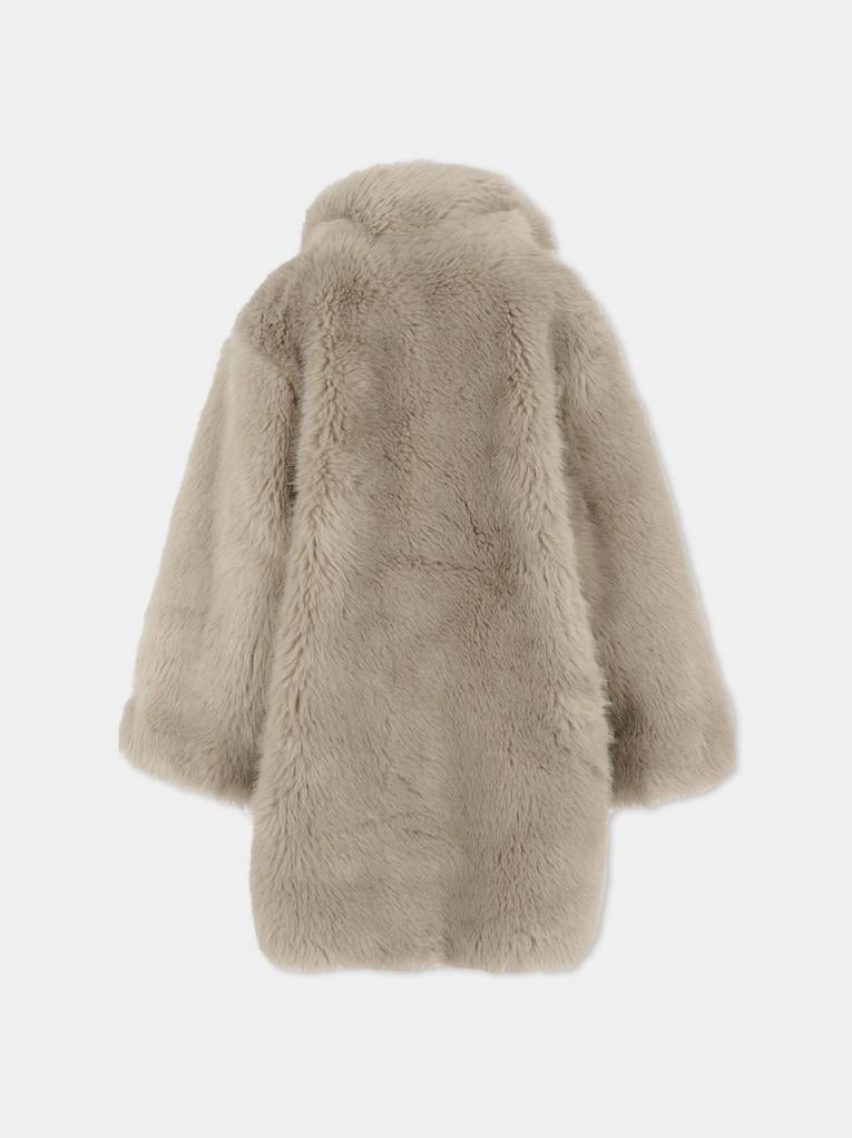 Ecopelliccia grigia per bambina con logo,Chloé Kids,C20672 051