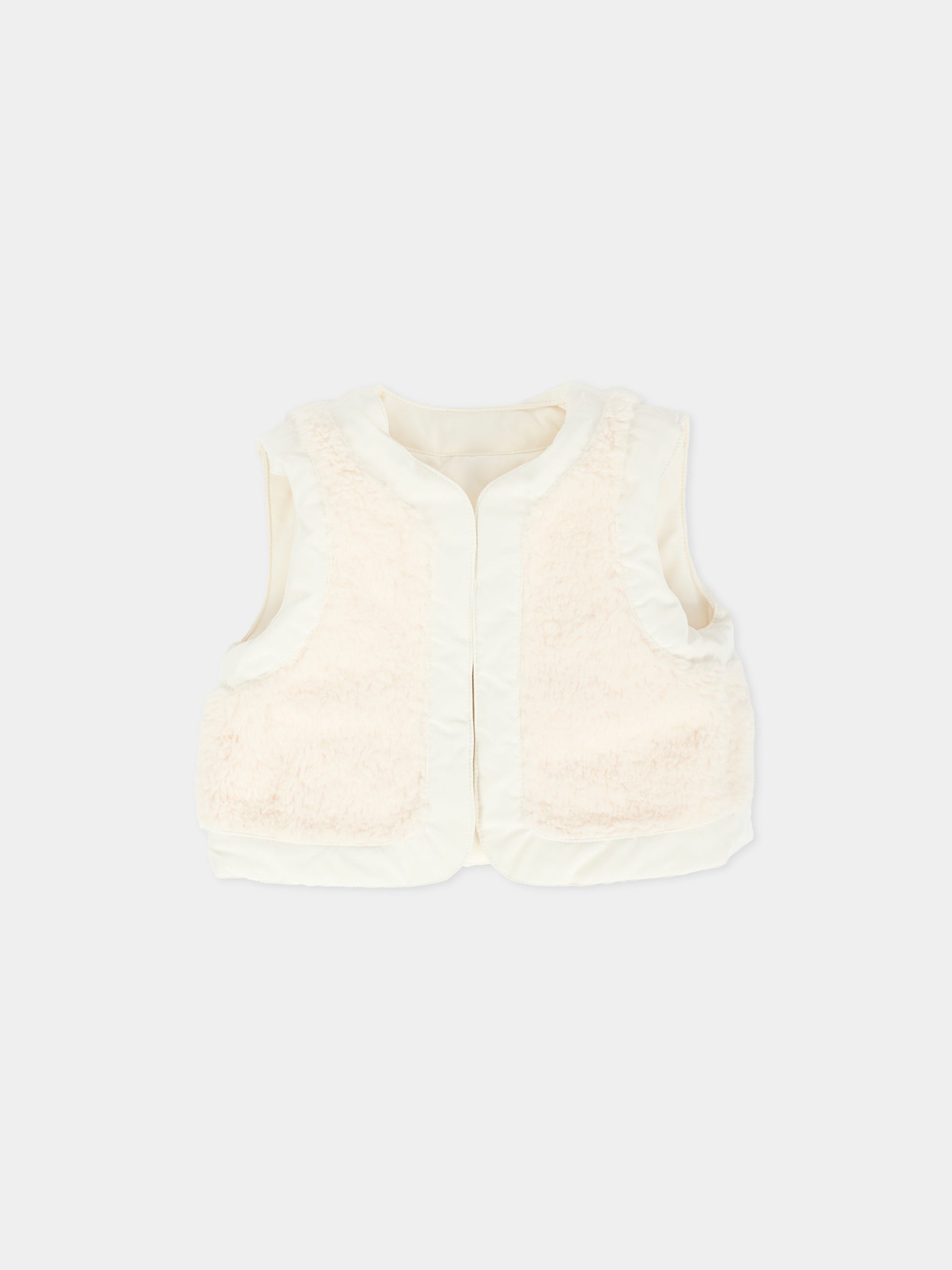 Gilet bianco reversibile per neonata con logo,Chloé Kids,C20723 117