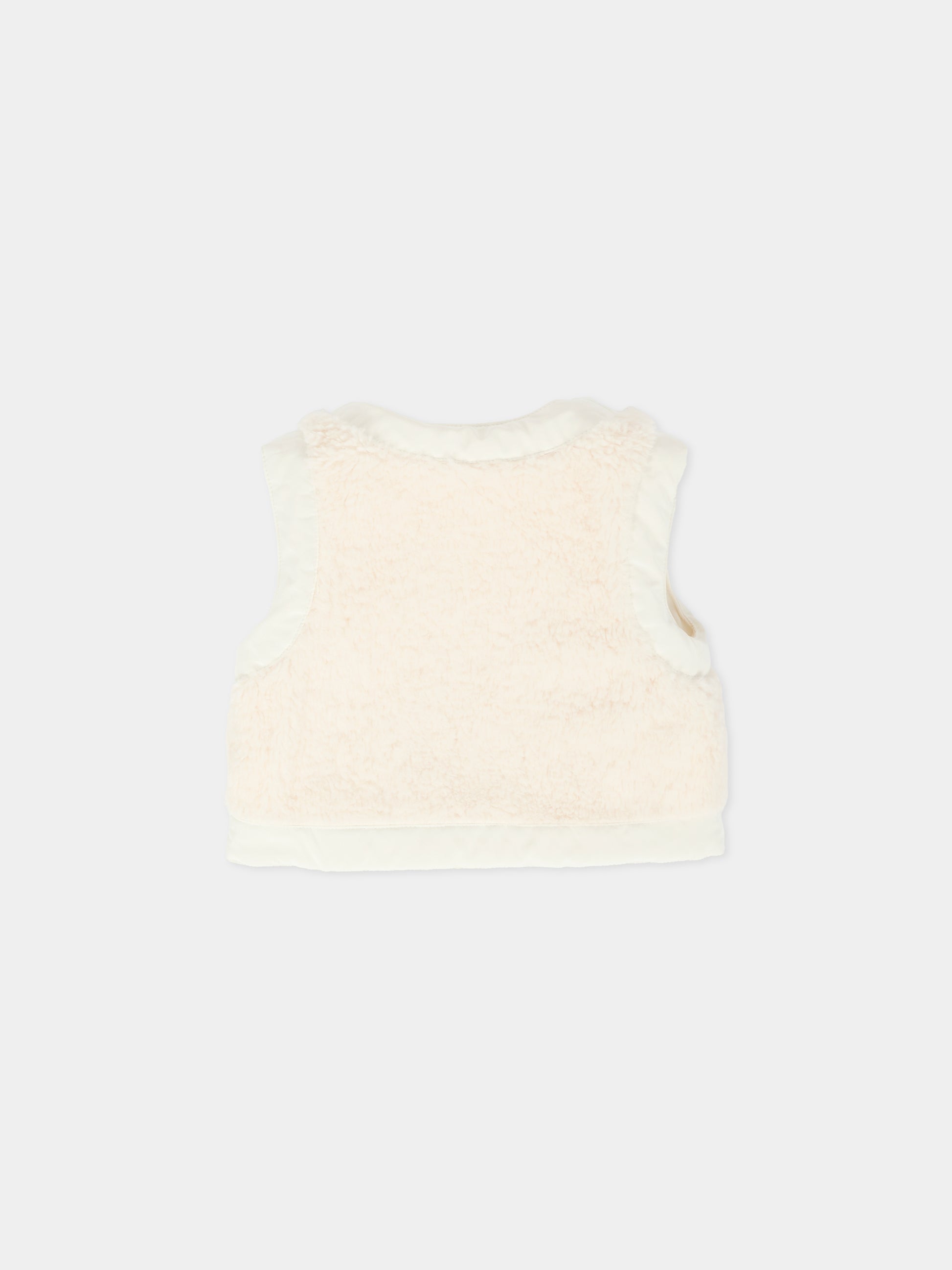 Gilet bianco reversibile per neonata con logo,Chloé Kids,C20723 117