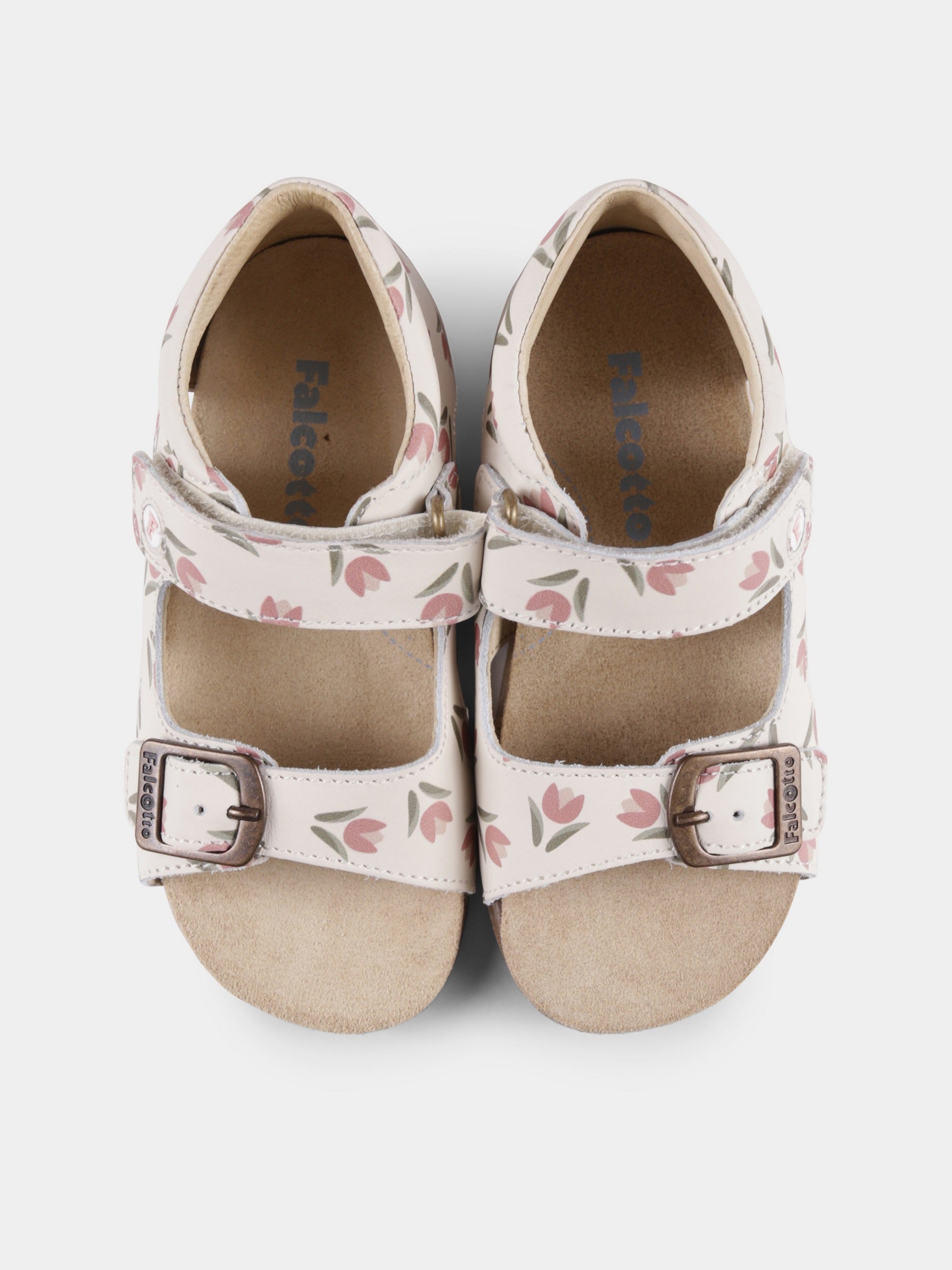 Sandali Bea avorio per neonata e bambina con tulipani,Falcotto,001 1500737 E9 2N96 BEA